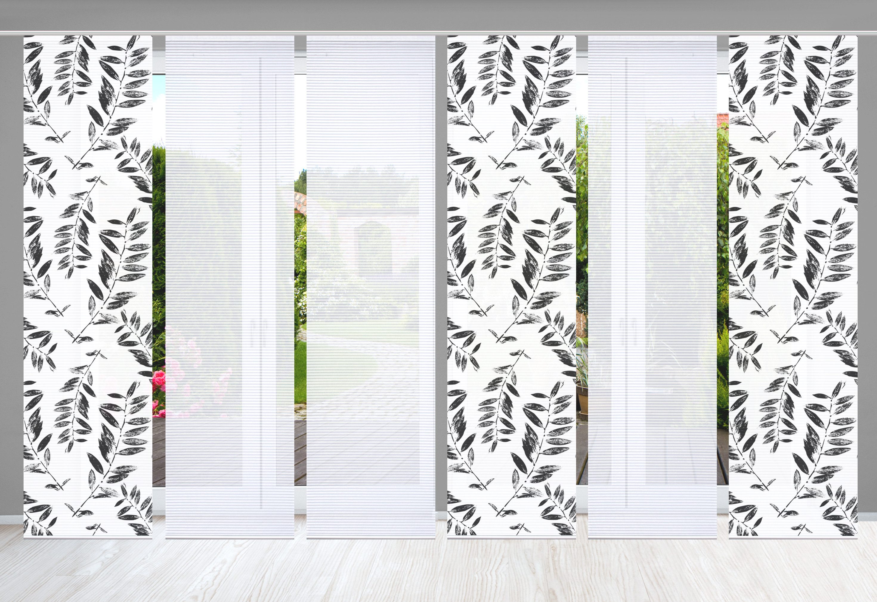 OTTO HOME in green Paneelgordijn GREN SET DIGITALE PRINT, BAMBOELOOK GERECYCLED (6 stuks) paneelgordijnen zwart