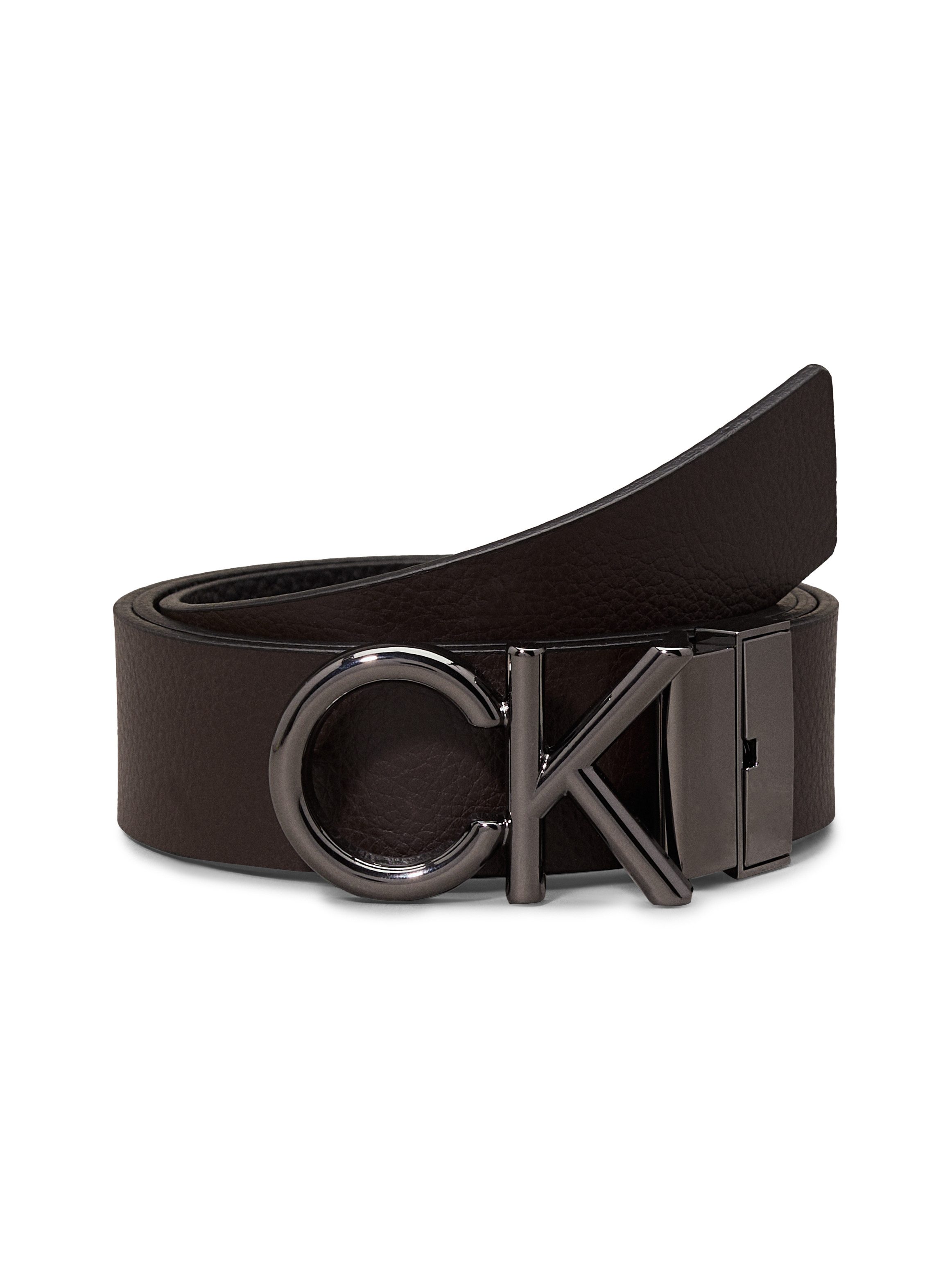 Calvin Klein Leren riem ADJ/REV CK METAL BOMBE PB 35MM