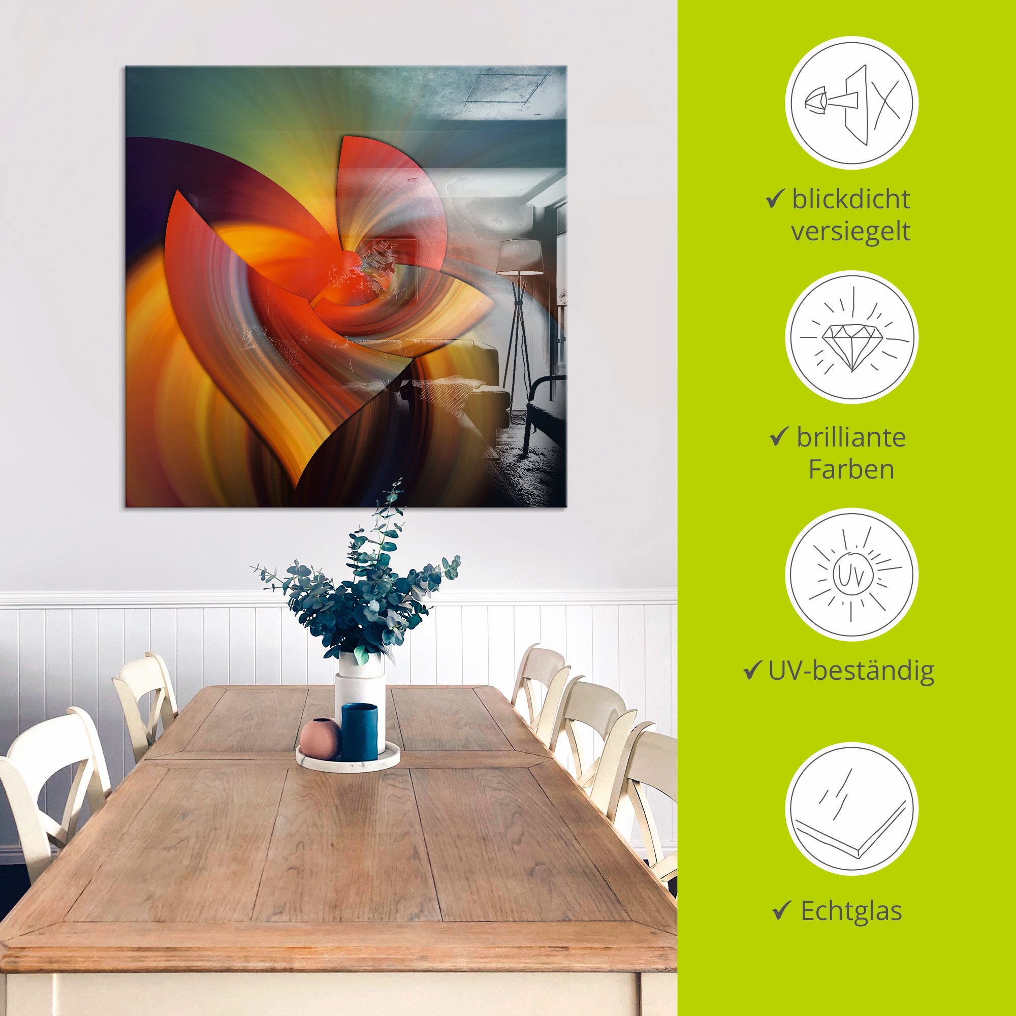 Artland Print op glas Abstract in multicolour