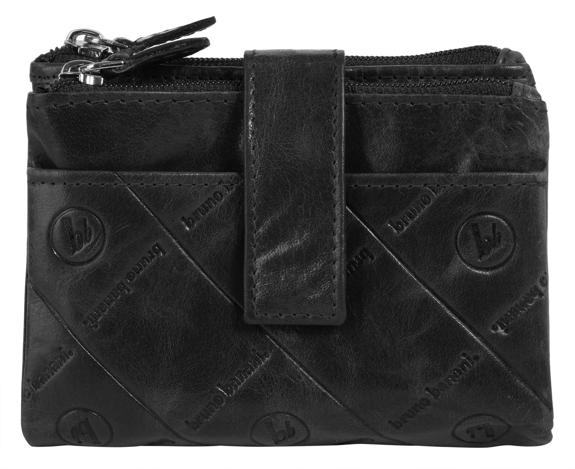 Bruno Banani Portemonnee echt leder unisex portemonnees maat 8 cm zwart