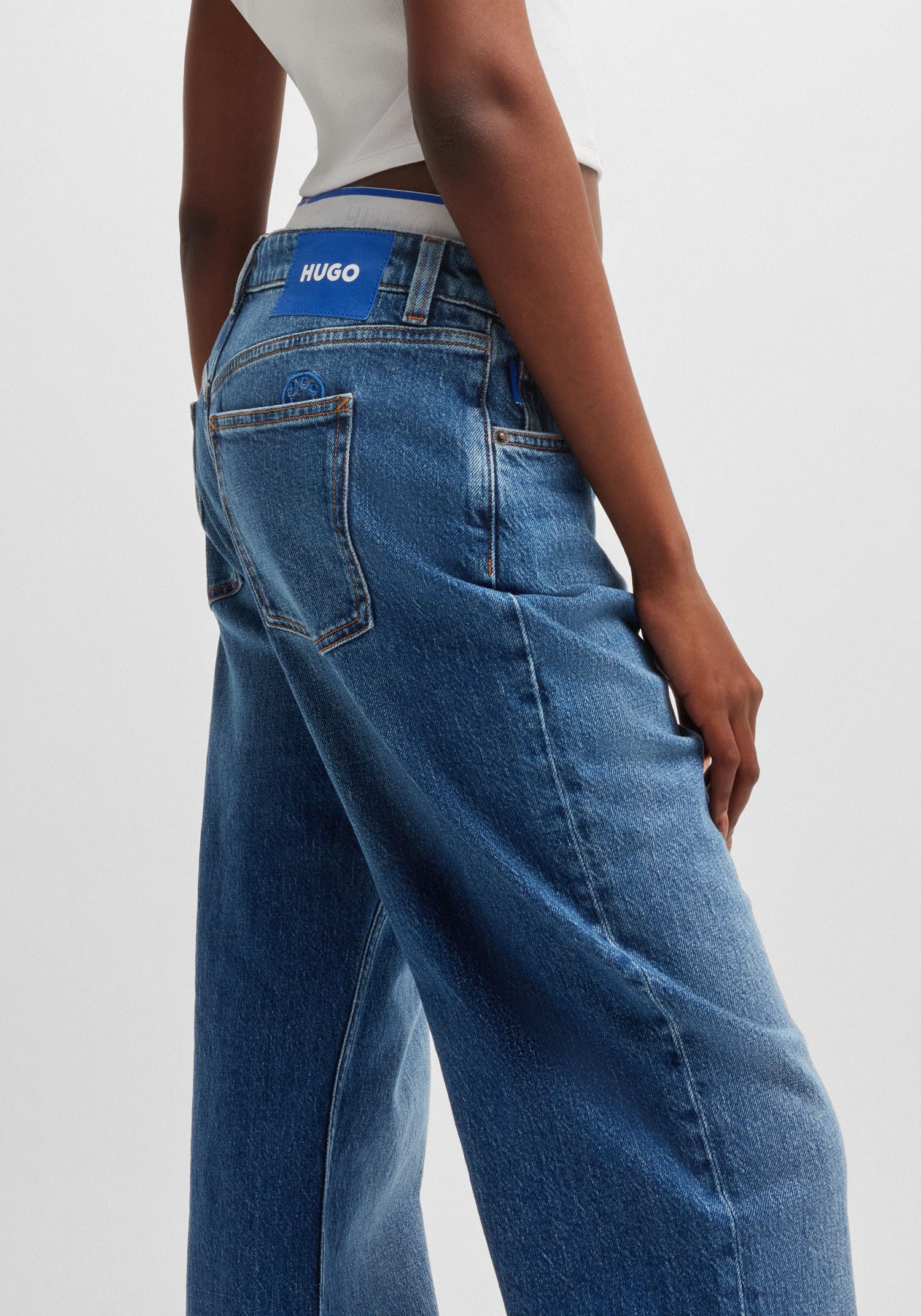 HUGO Blue Straight jeans Elyah Straight fit jeans met hoge taille, lange lengte 36