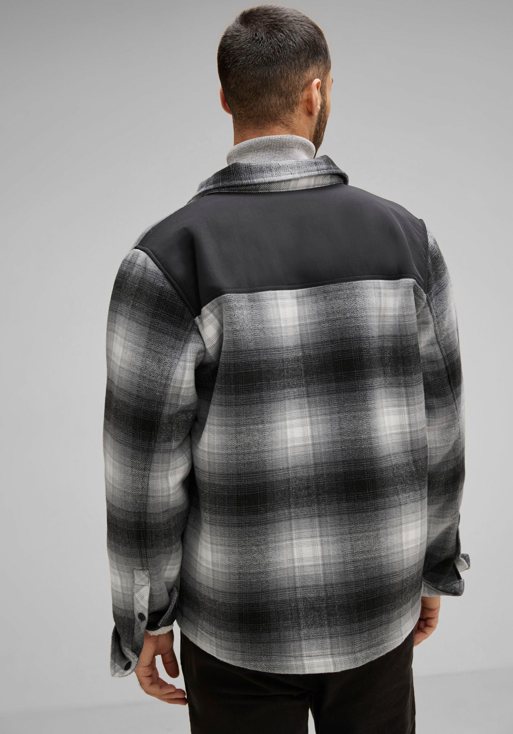 STREET ONE MEN Fleecejack met geruit patroon