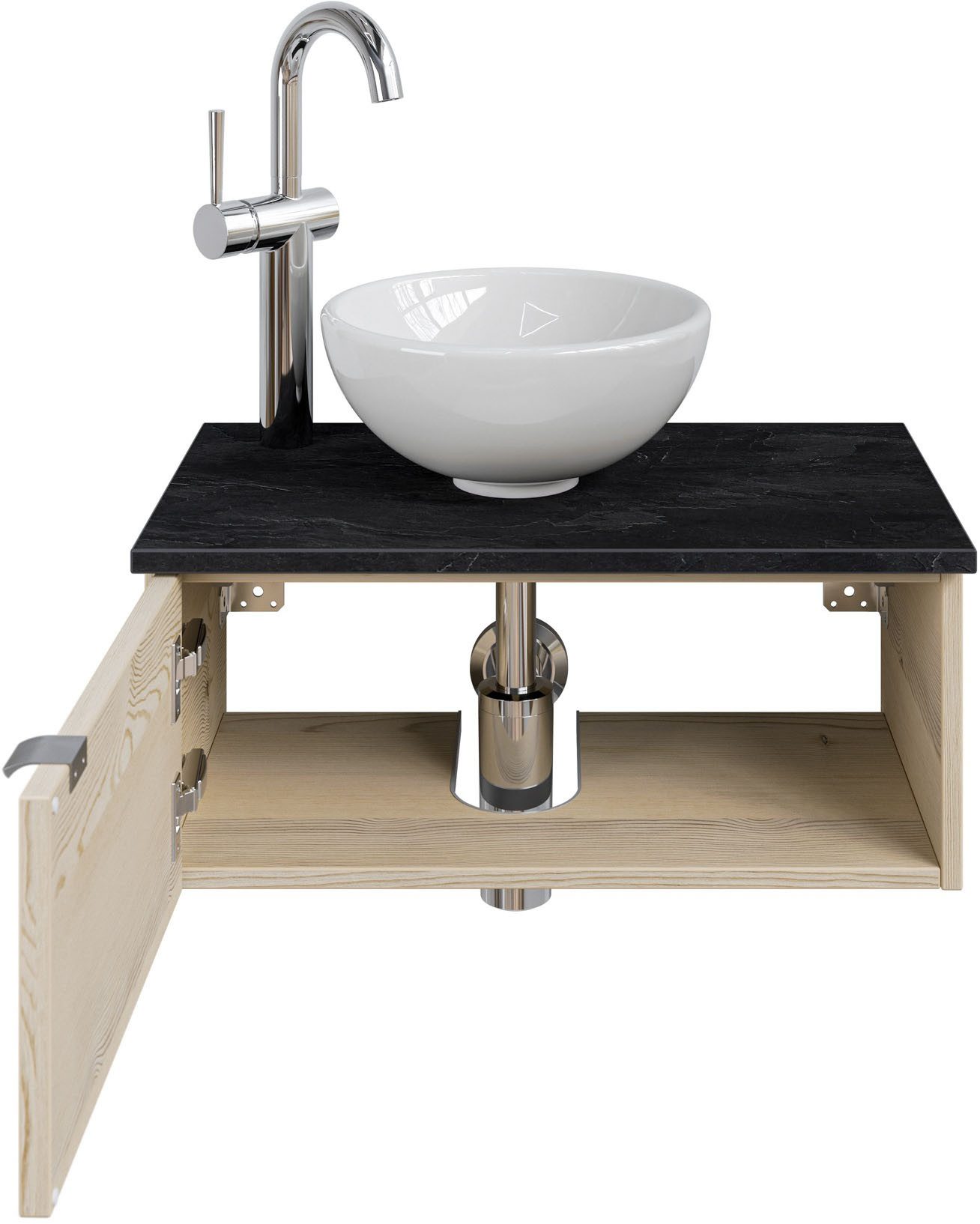 Saphir Wastafelonderkast Serie 6915 wastafel met onderkast voor gastenbadkamer, tweede toilet (3-delig)