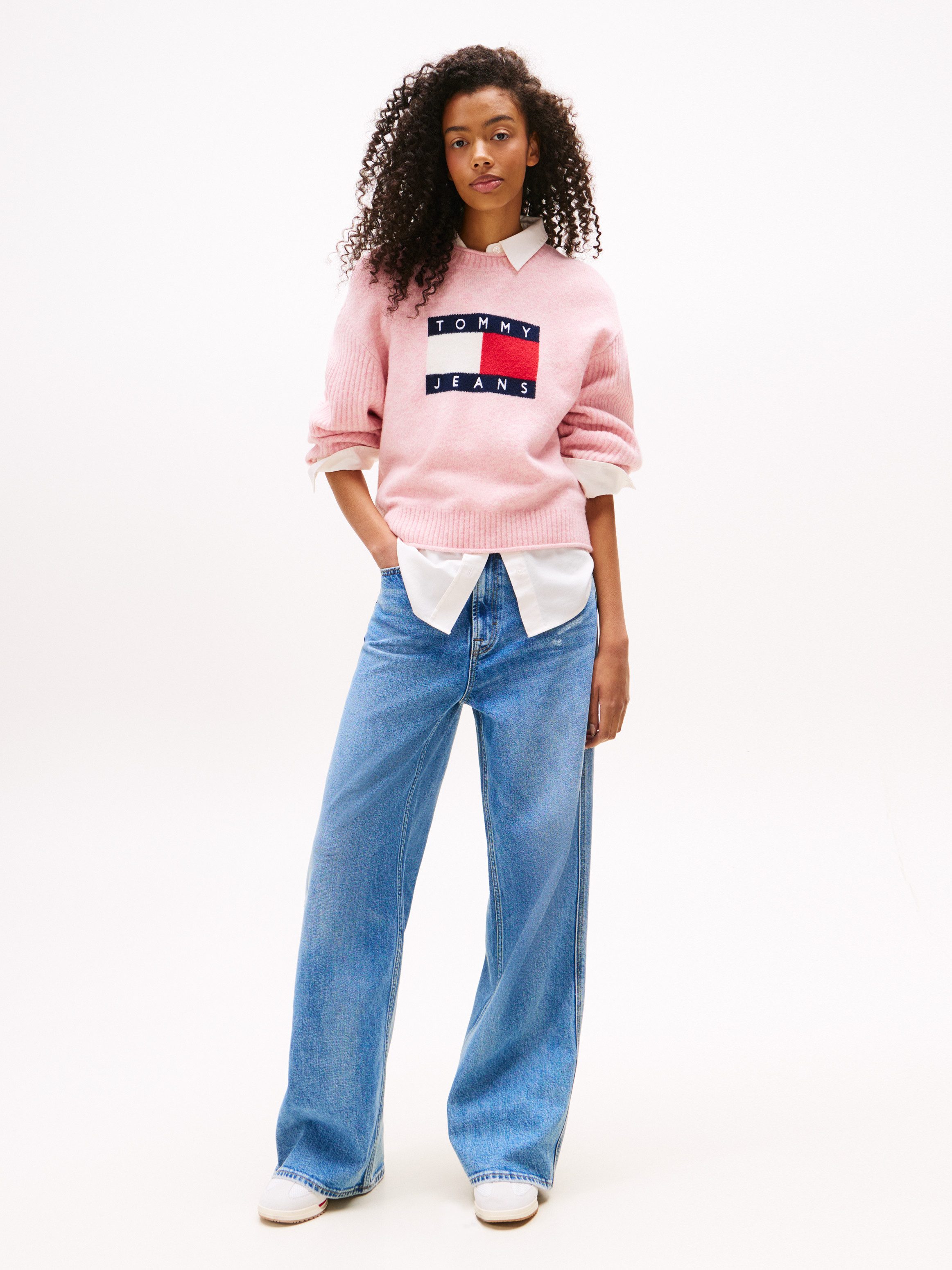 TOMMY JEANS Gebreide trui TJW MELANGE FLAG SWEATER RIB EXT