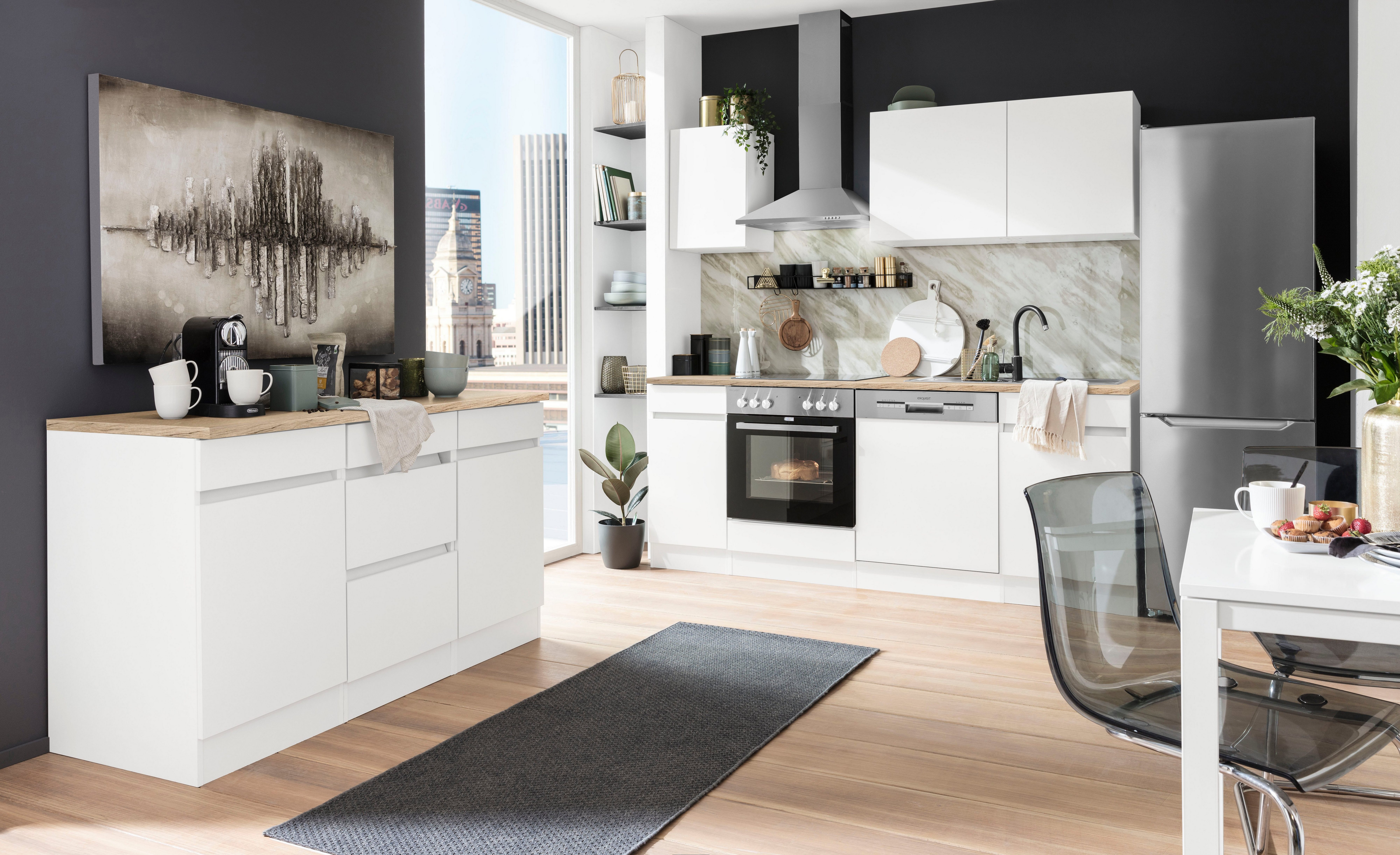OPTIFIT Keukenblok Roth Breedte 210 cm, optioneel met elektrische apparaten, push-to-open functie