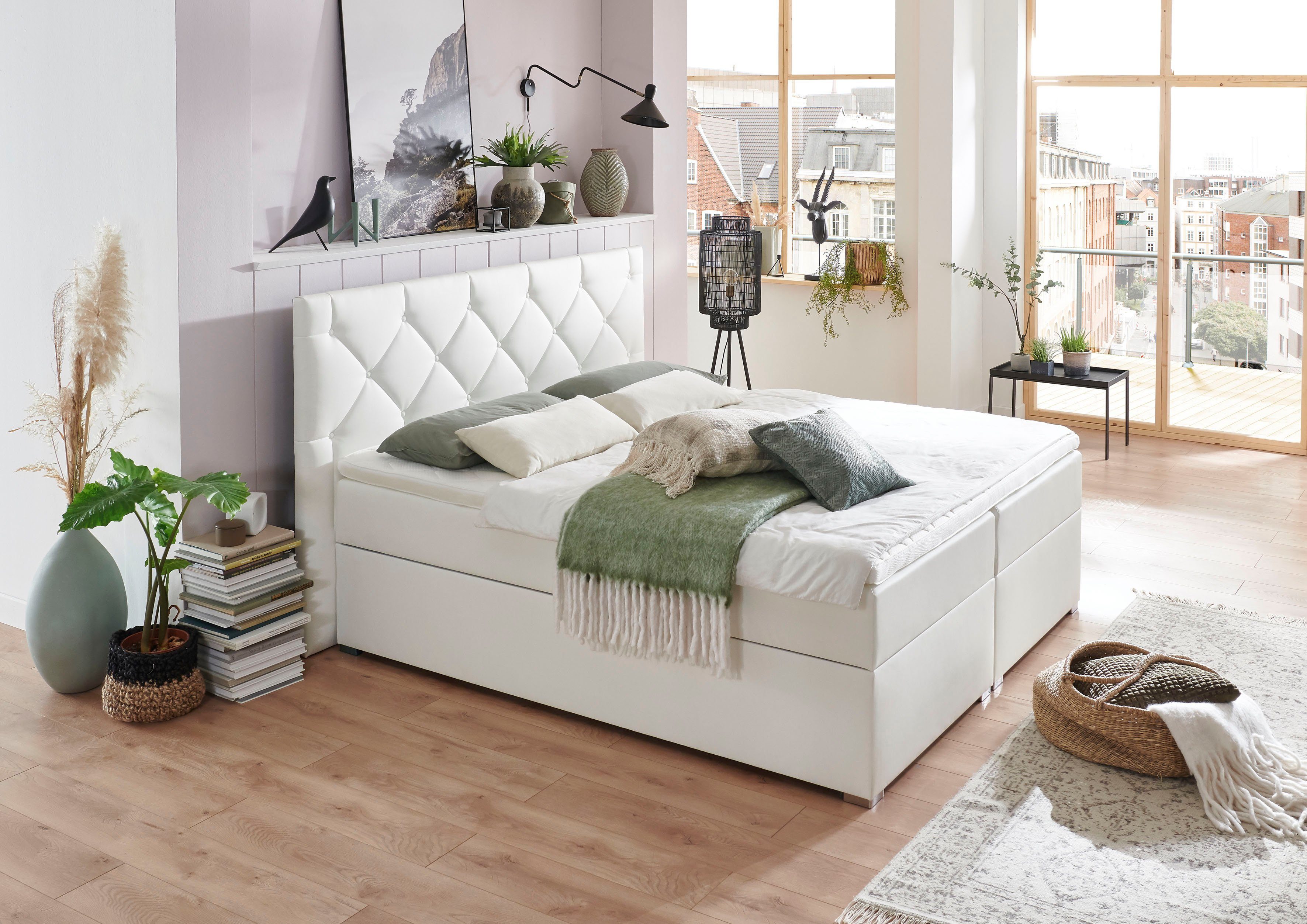 ATLANTIC home collection Boxspring met xxl bedstee en topper