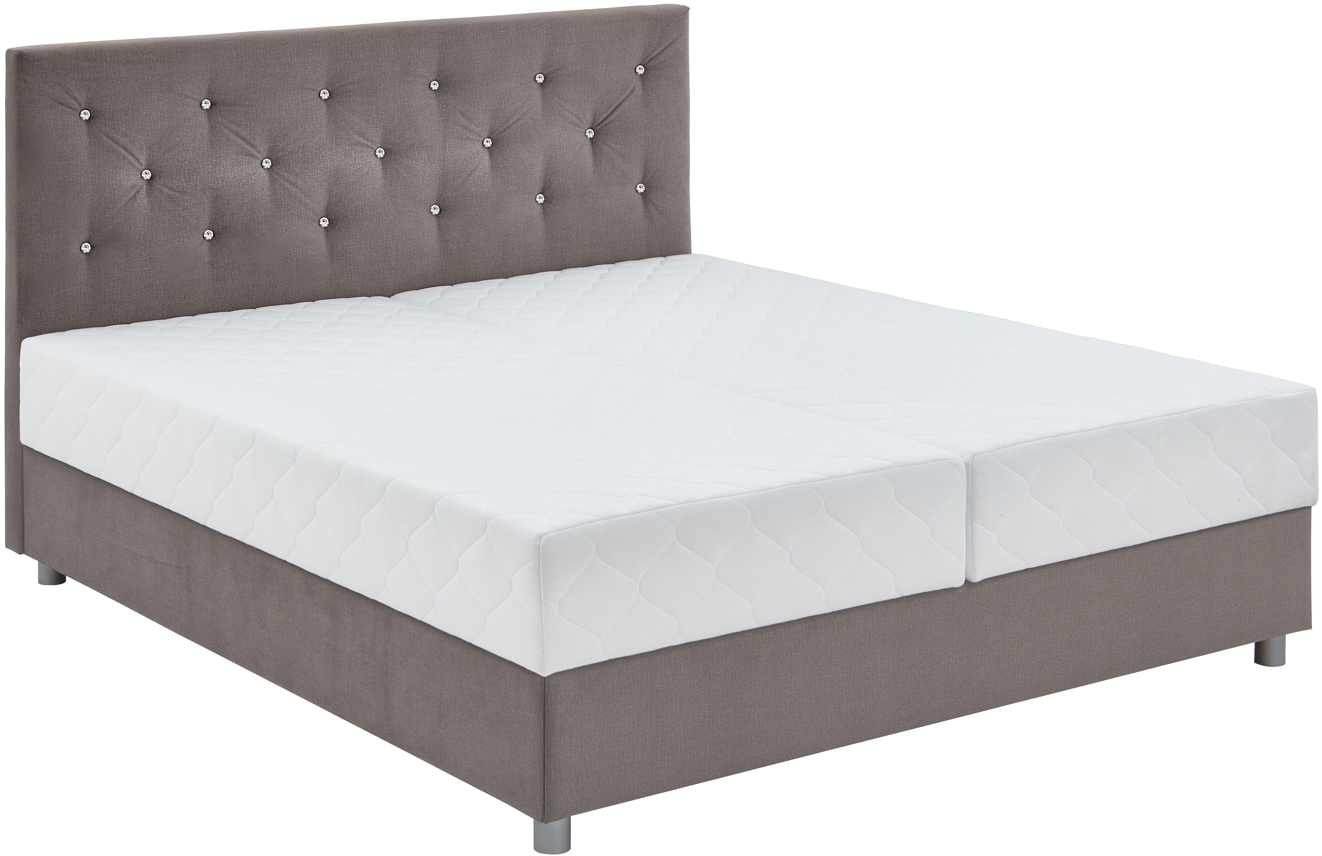 ATLANTIC home collection Boxspring CELIA in hoogwaardige fluweellook met pocketveringsmatras, bedkist en strassteentjes
