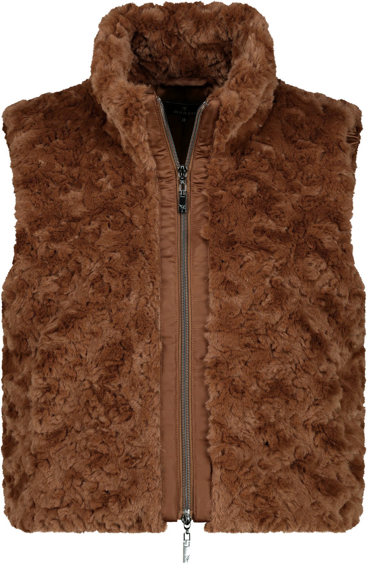 Monari Mouwloos vest van imitatiebont Regular fit met staande kraag