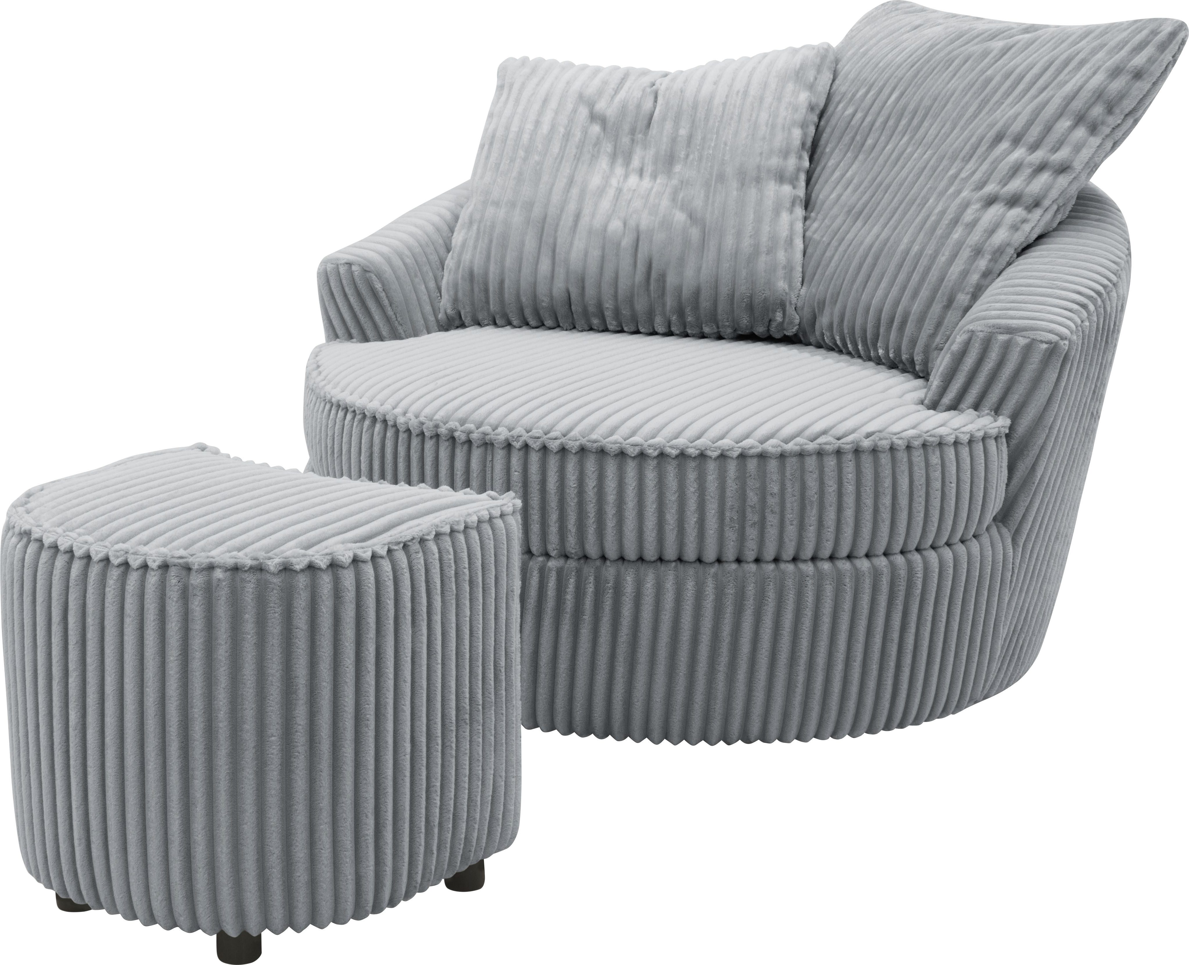 INOSIGN Draaibare fauteuil AMECA, relaxstoel met draaifunctie en poef, 122 x 126 x 76 cm (set, 2 stuks)