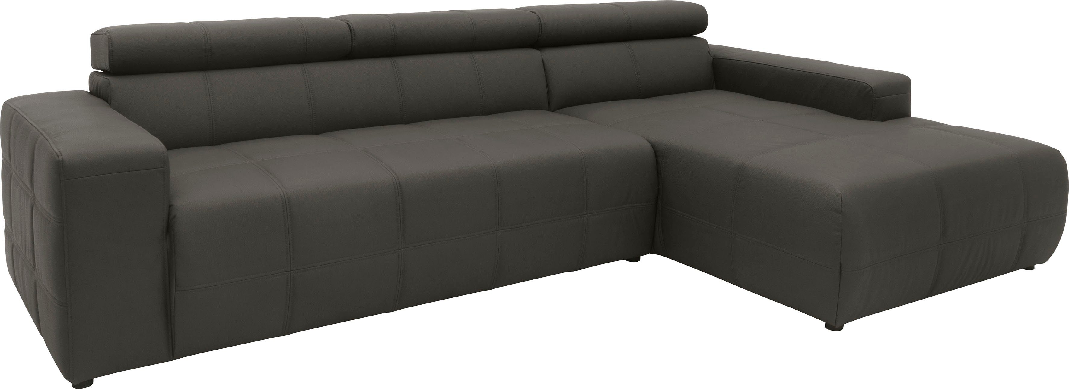 DOMO collection Hoekbank Brandon grote uitvoering B/D/H: 289/177/80 cm, ook in leer en cord met hoofdsteunverstelling, optionele zitdiepteverstelling, l-vormig