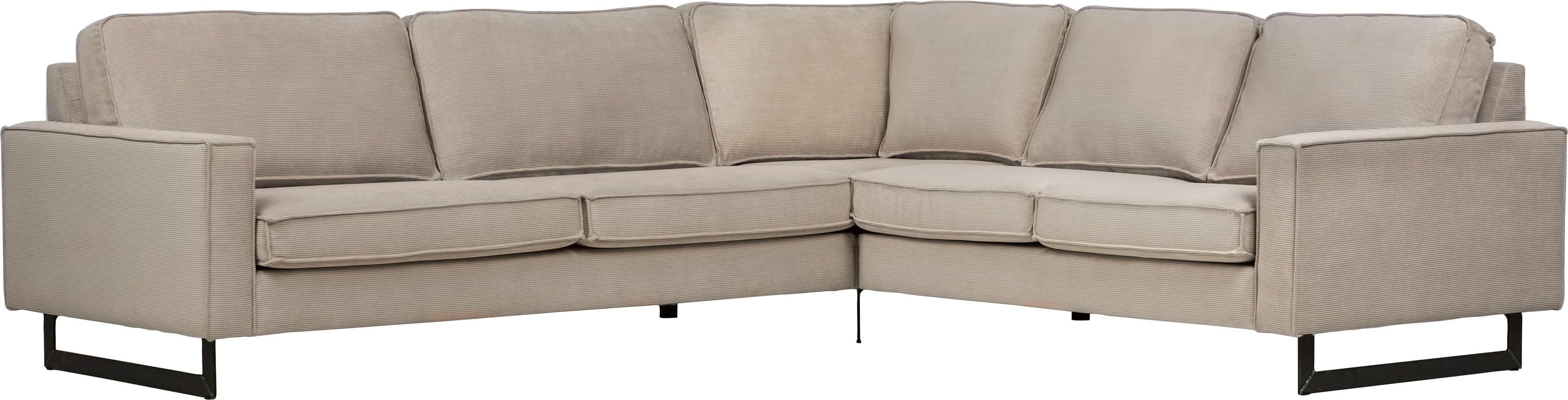 Places of Style Hoekbank Pinto, XXL, 250/290 cm, lange arm, ottomane Cord, fijncord, luxe-microvezel leer en chenille