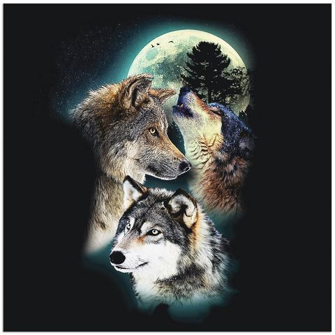 Artland Artprint Fantasie wolf wolven met maan in vele afmetingen & productsoorten - artprint van aluminium / artprint voor buiten, artprint op linnen, poster, muursticker / wandfo