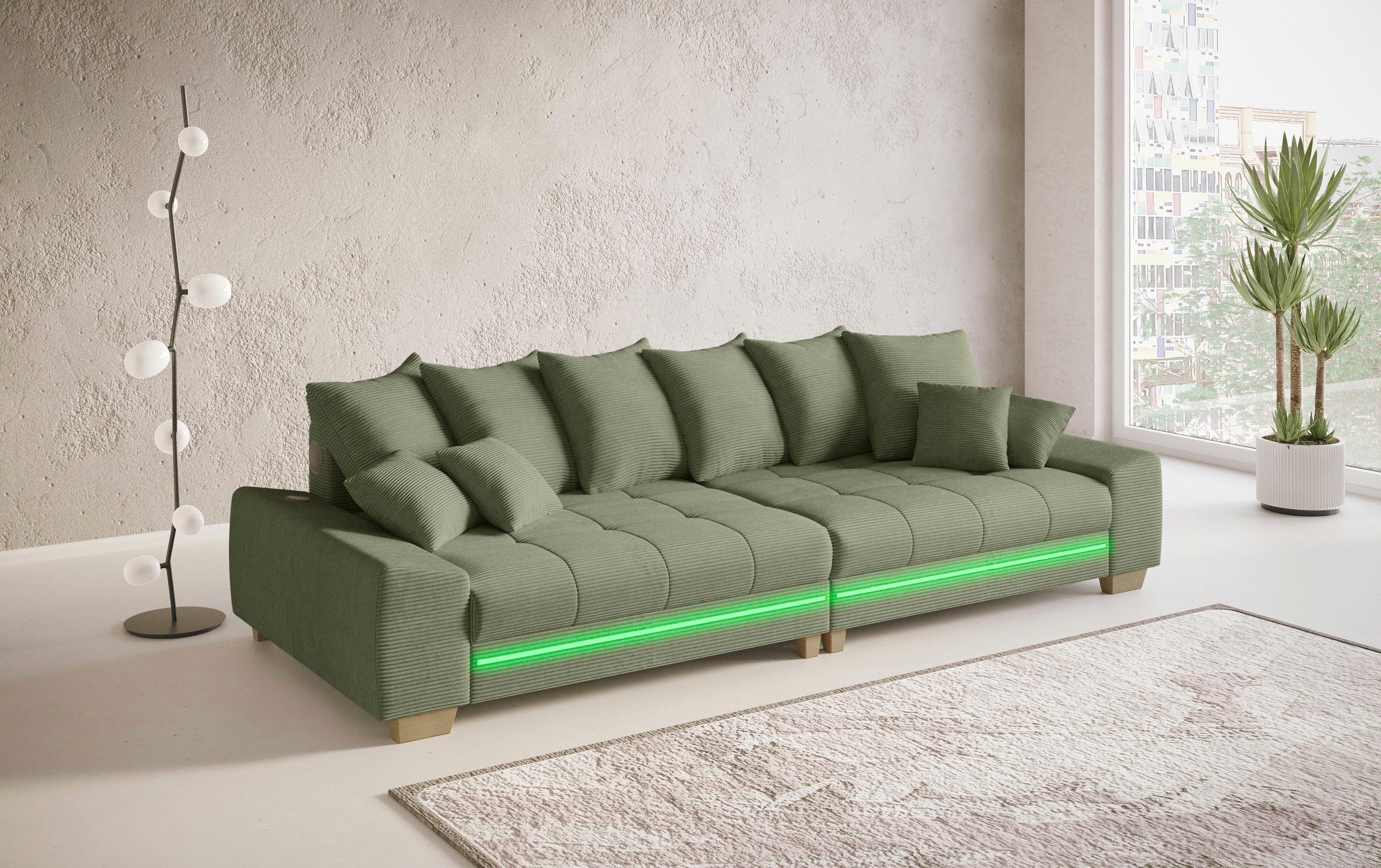 Mr. Couch Megabank Nikita II RGB-LED, Bluetooth-geluidssysteem, optioneel met koudschuim