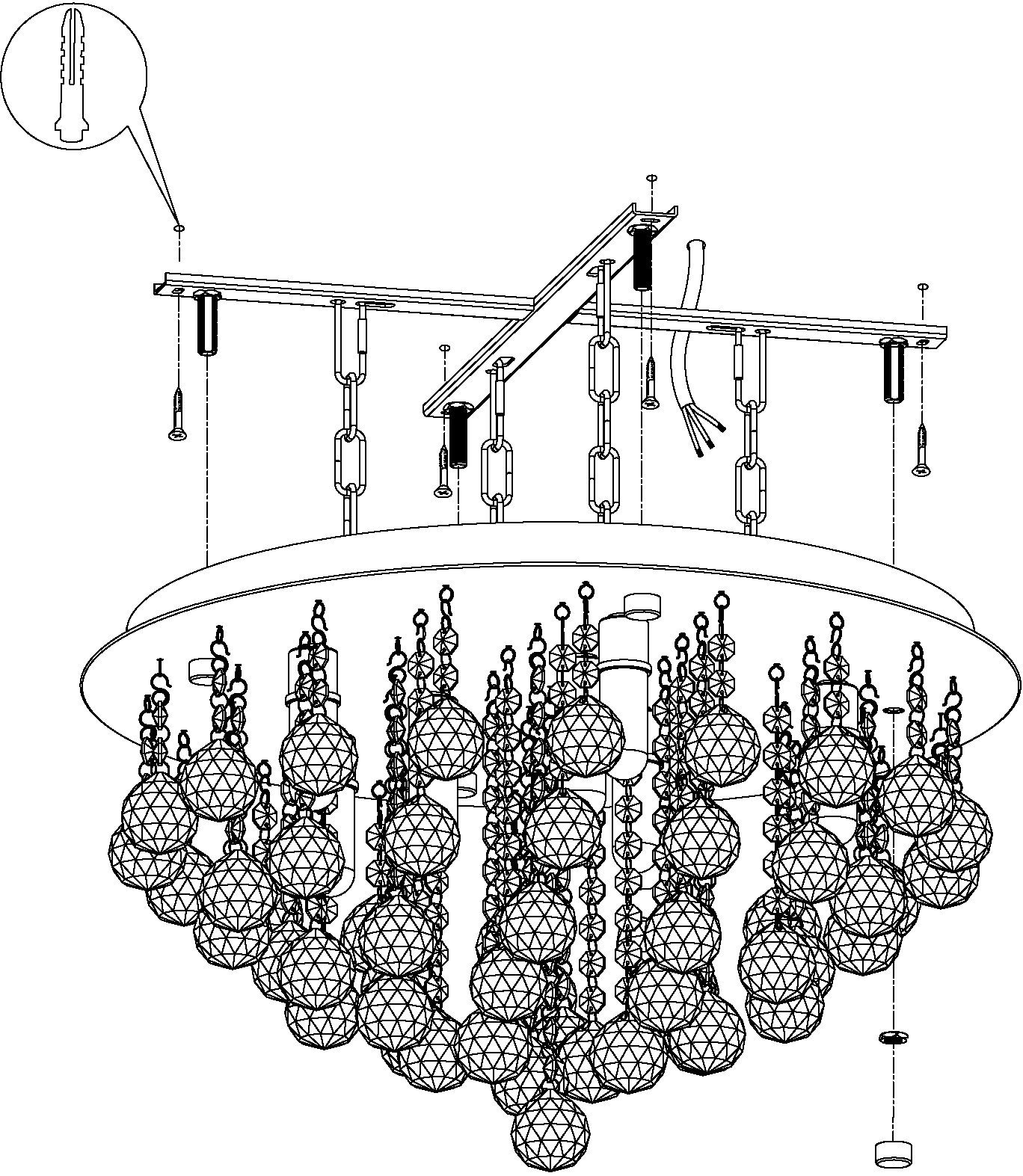 EGLO Led-plafondlamp ALMONTE chroom / ø50 x h30 cm / inclusief 8x g9 (elk 3w) / spatwaterdicht (1 stuk)