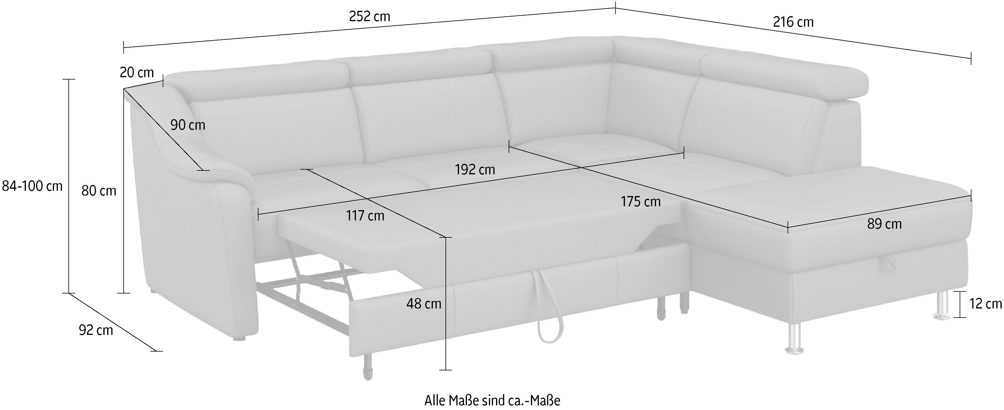 sit&more Hoekbank Freetown L-vorm met verstelbare hoofdsteun en comfortabele binnenvering