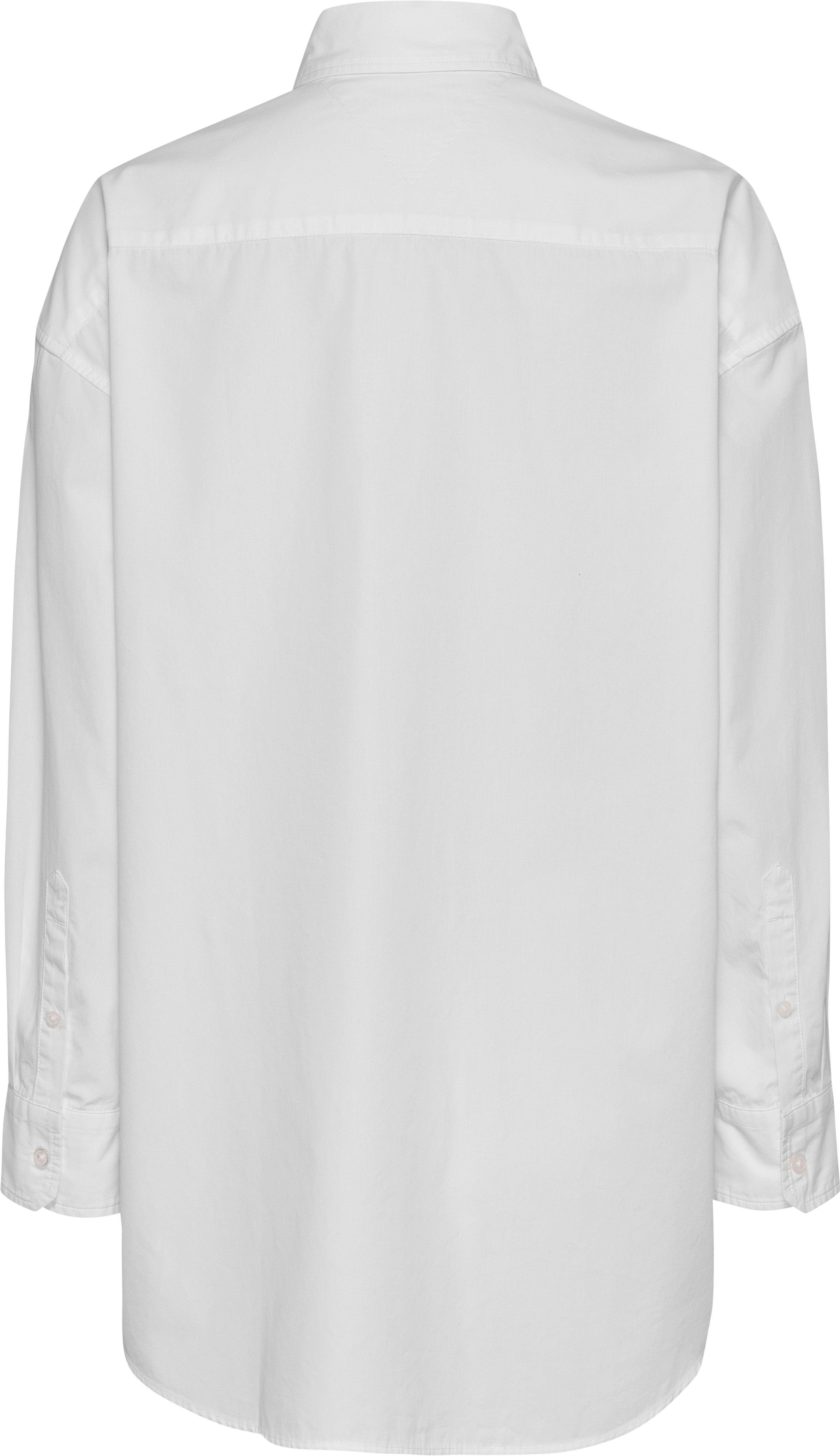 TOMMY JEANS Overhemdblouse TJW OVS BADGE POPLIN SHIRT EXT met borstzak met logoborduring