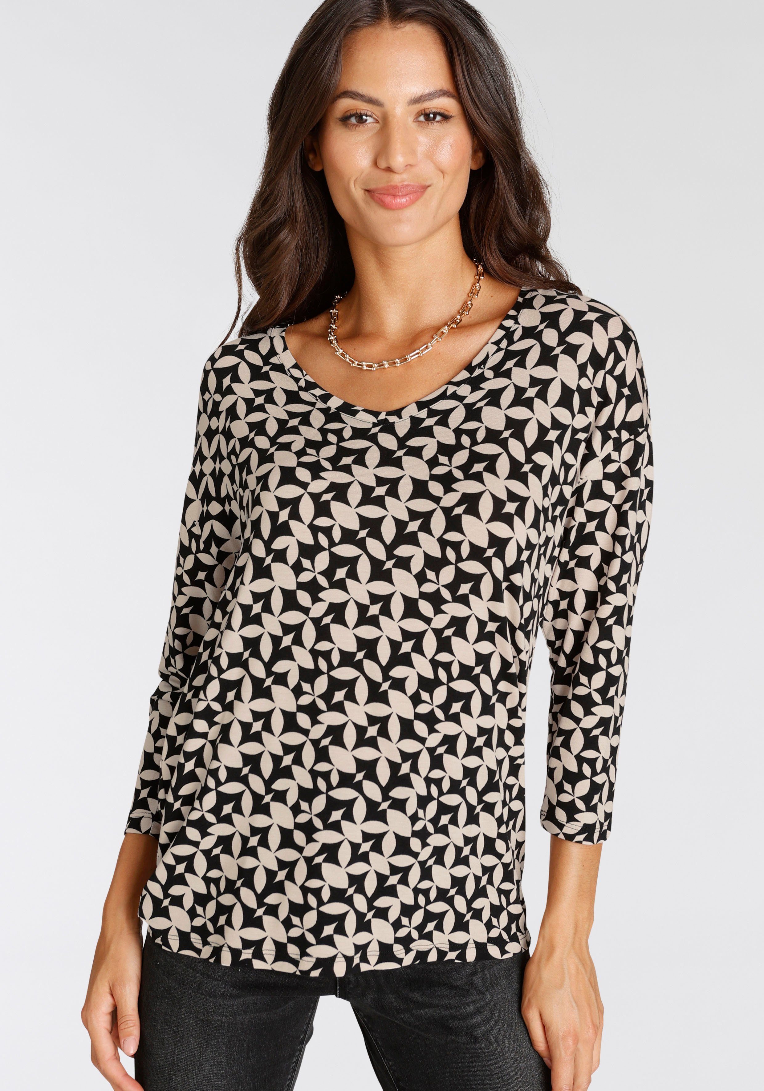 Laura Scott Shirt met 3/4-mouwen casual gesneden, bedrukt, v-hals
