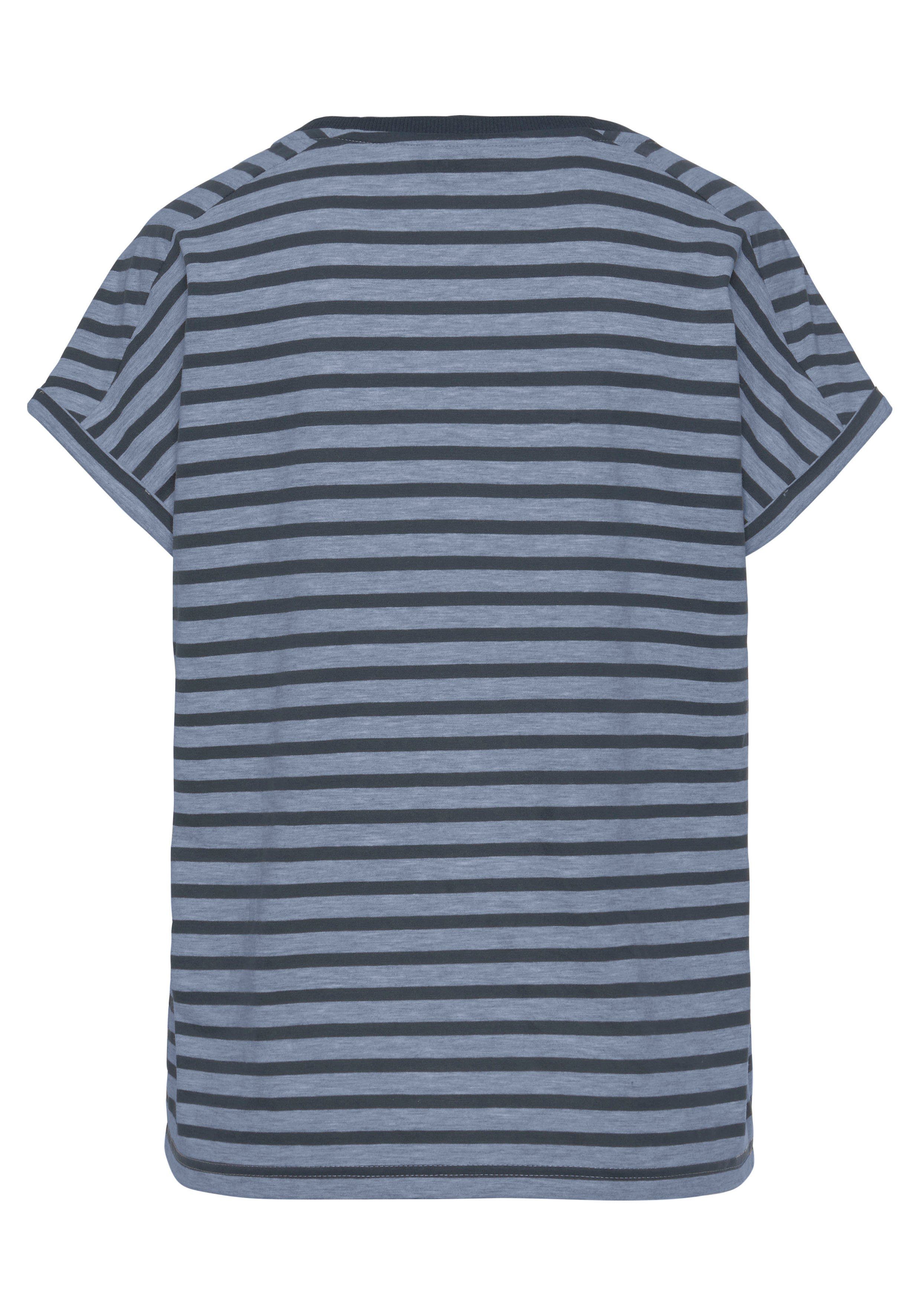 Elbsand Shirt met korte mouwen Caira met strepen, t-shirt van katoenmix, sportief en comfortabel