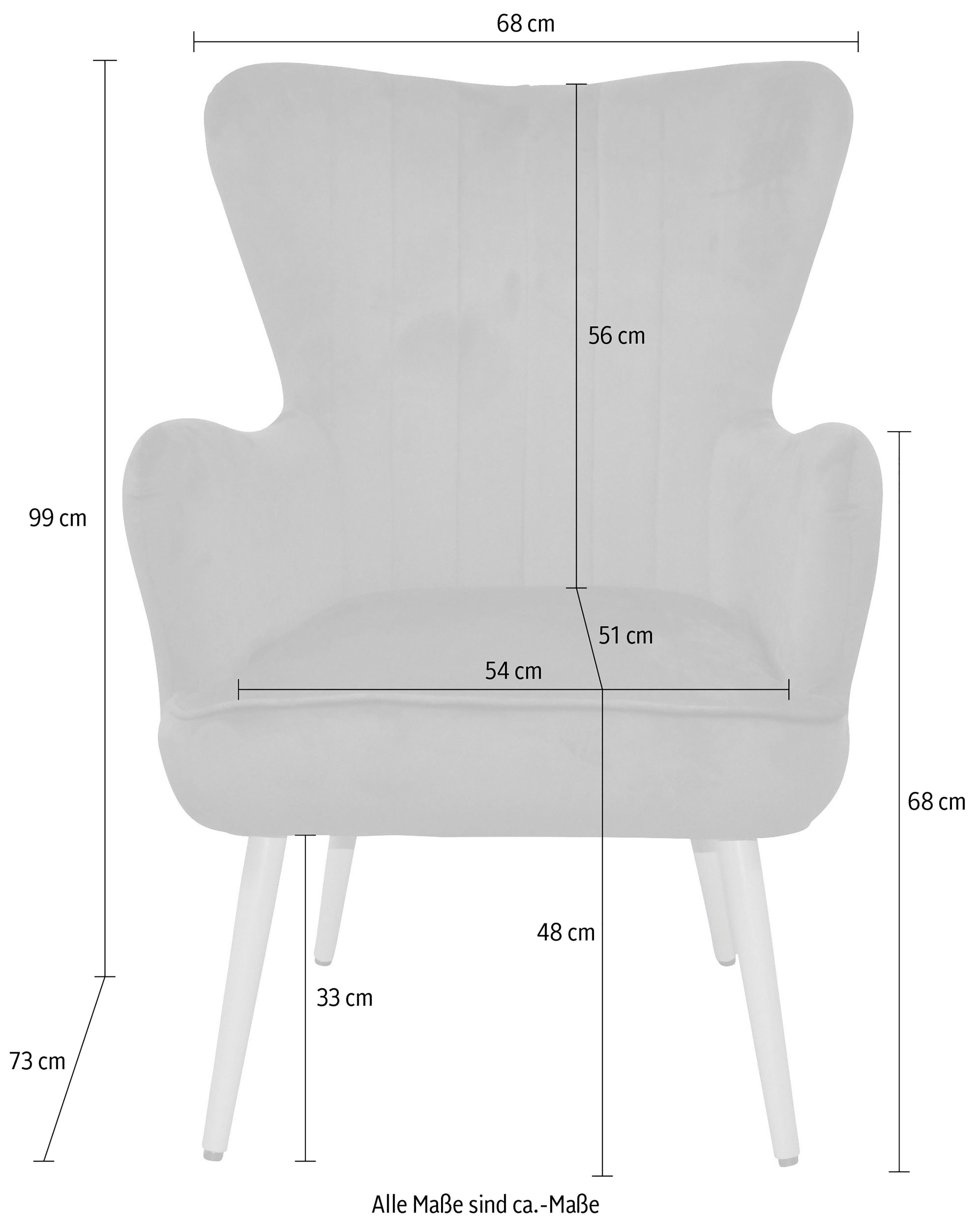 Home affaire fauteuil met poten van stalen buis, houtkleuren naturel gelakt