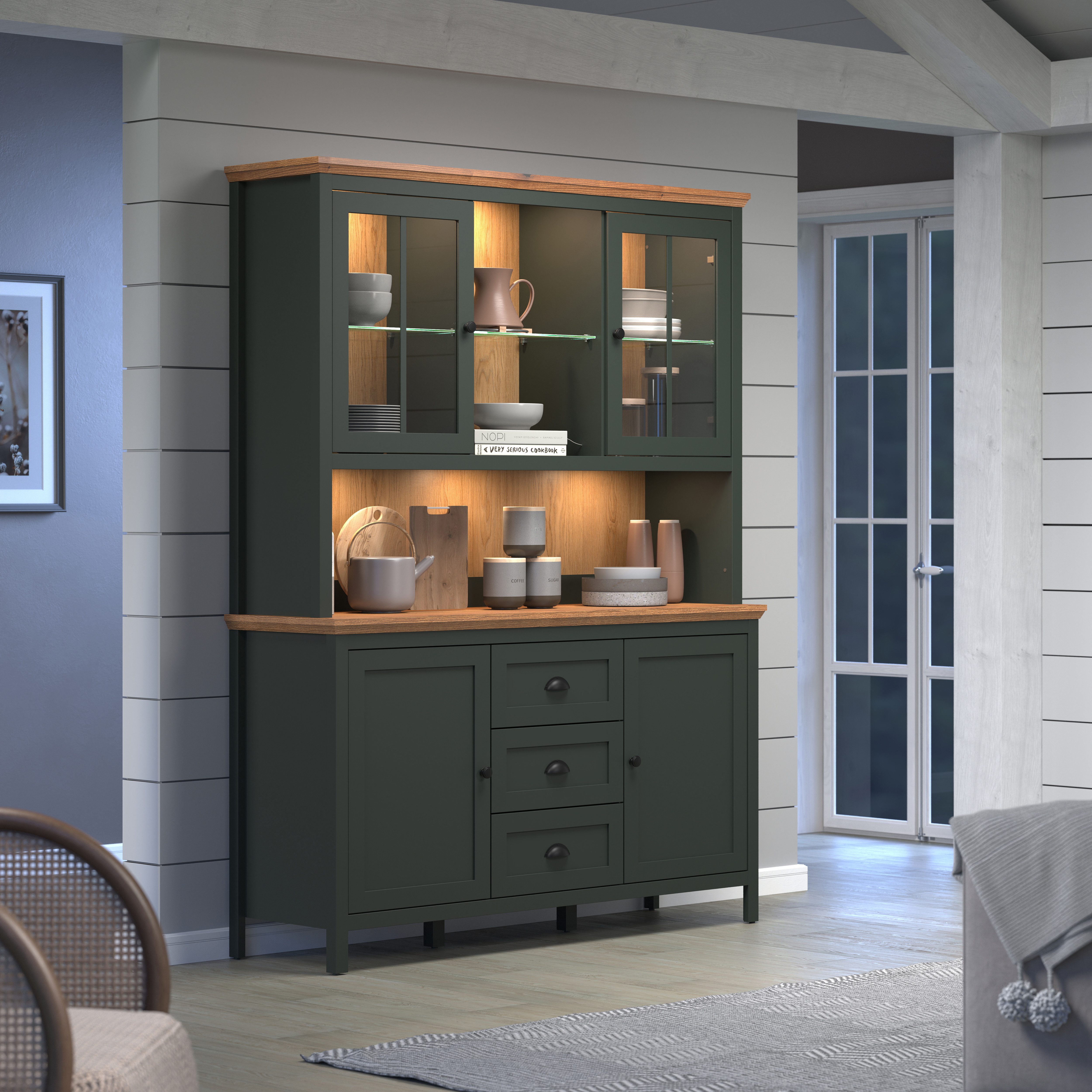 Home affaire Buffetkast Vienna Servieskast, incl. LED-verlichting(B/D/H) 146/39/112 cm (1 stuk)