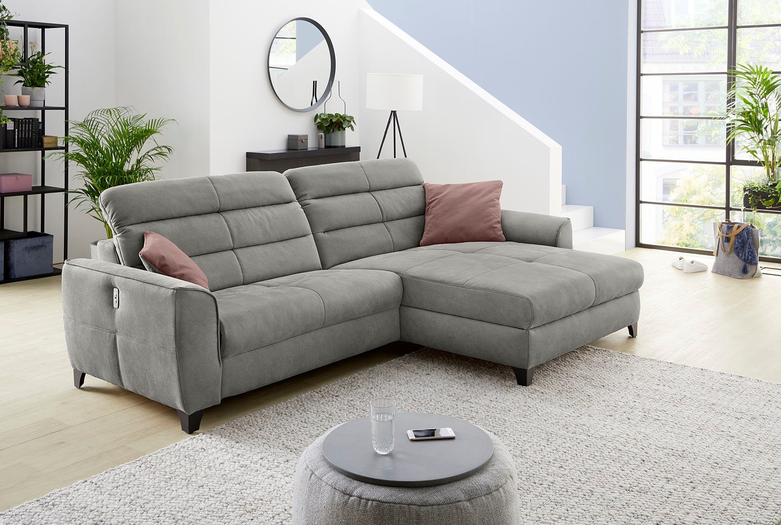 Jockenhöfer Gruppe Hoekbank Double One L-vorm met 2 x 120 cm brede, elektrisch verstelbare relaxfuncties