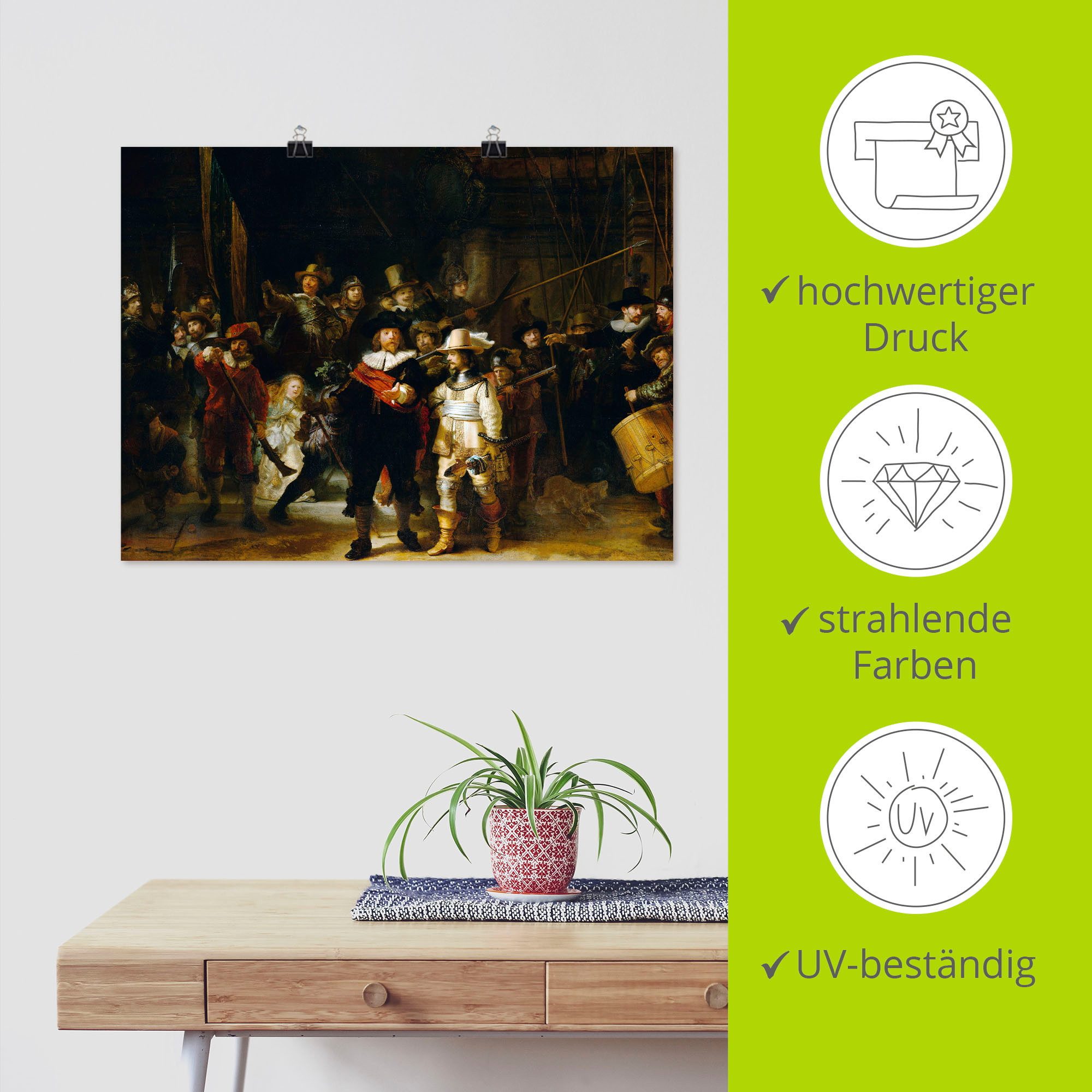 Artland Artprint De nachtwacht. 1642 als artprint op linnen, poster in verschillende formaten maten