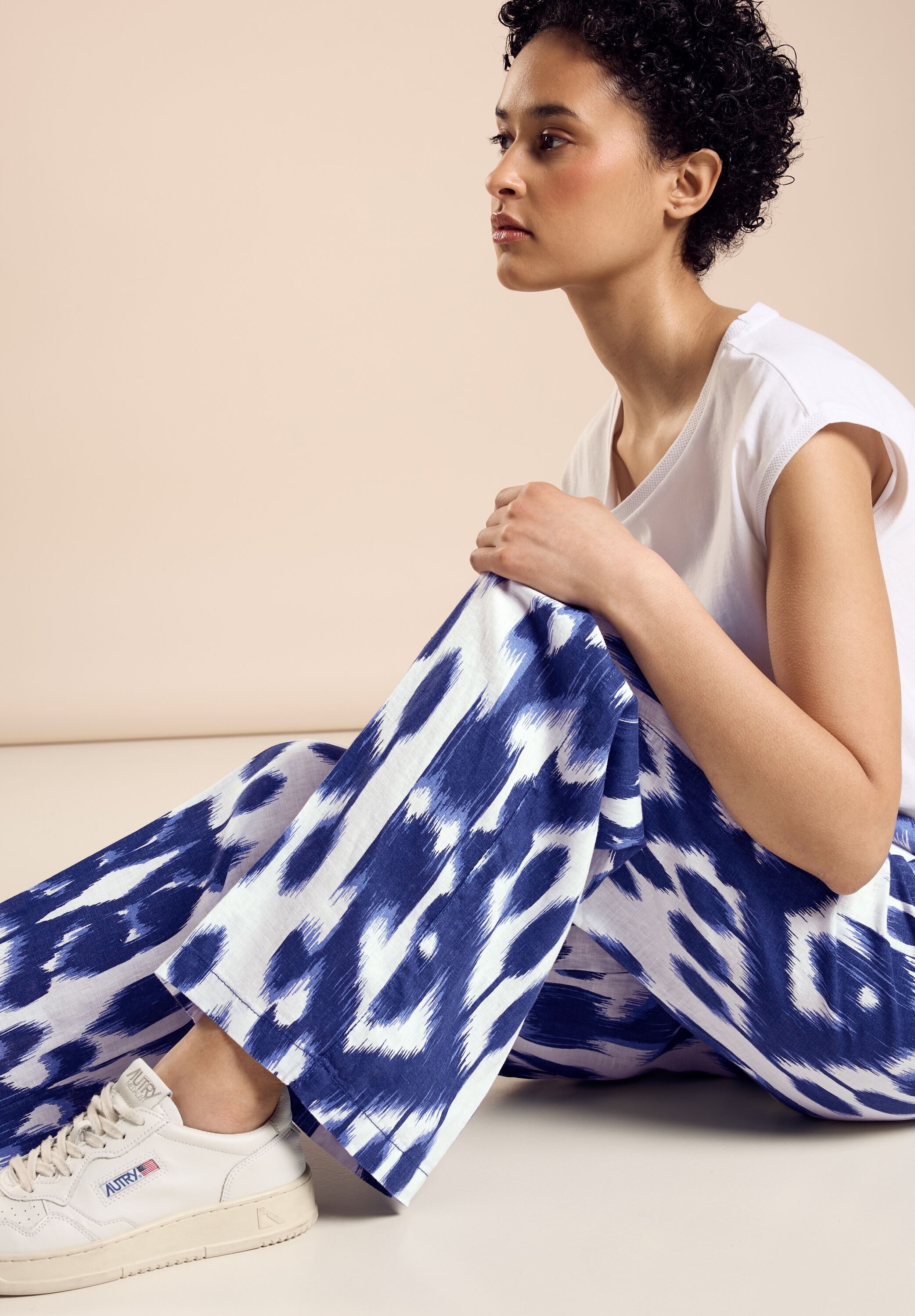 STREET ONE Linnen broek met print all-over
