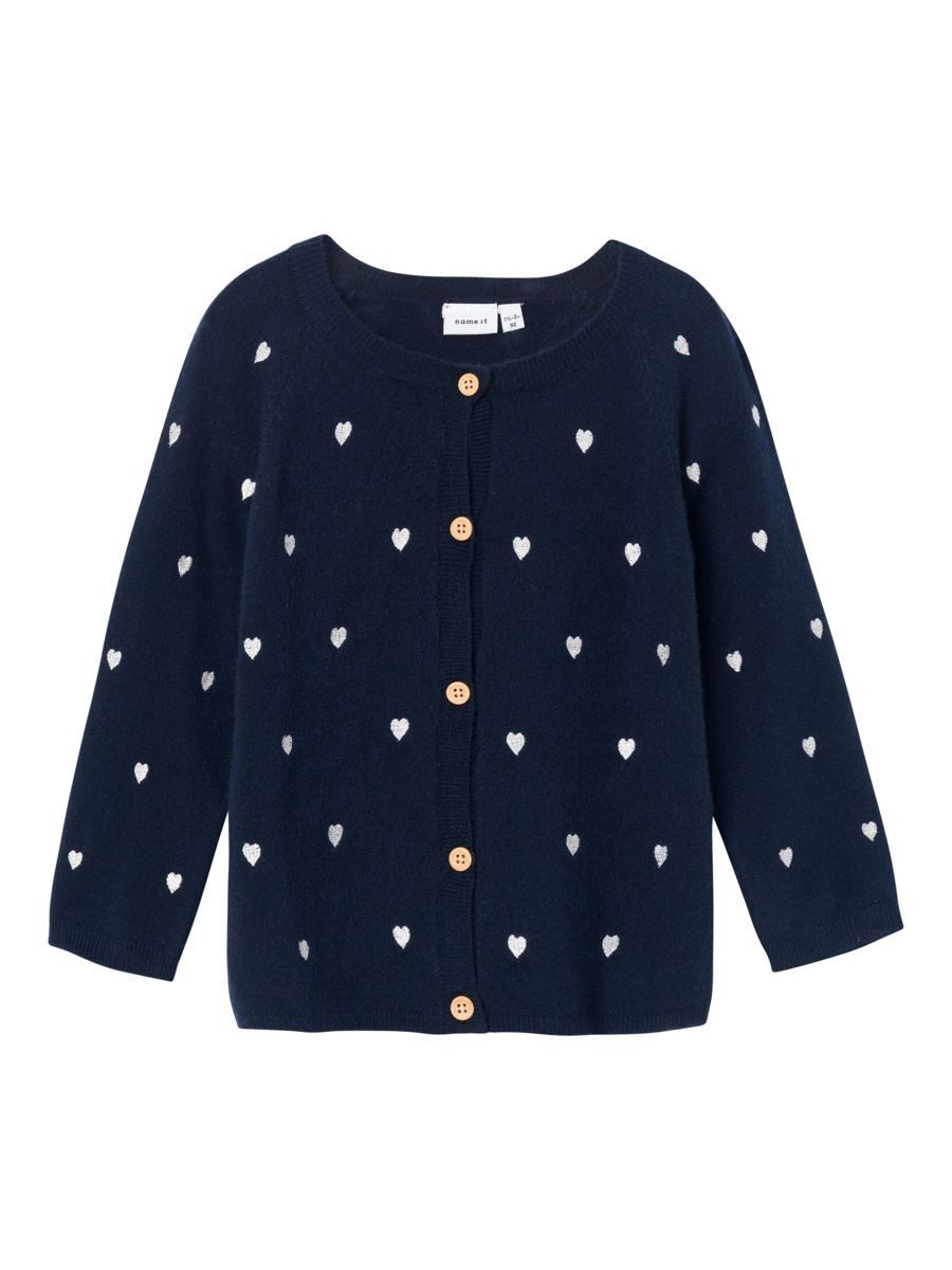 Name it MINI vest NMFBEHEART met hartjes donkerblauw wit Meisjes Katoen Ronde hals 104