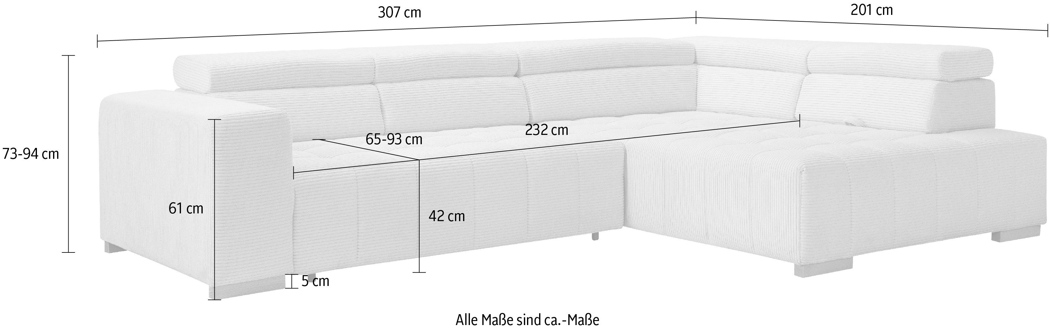 exxpo - sofa fashion Hoekbank Elianos, hoog zitcomfort, verfijnde kruisstepping in de zitting, L-vorm