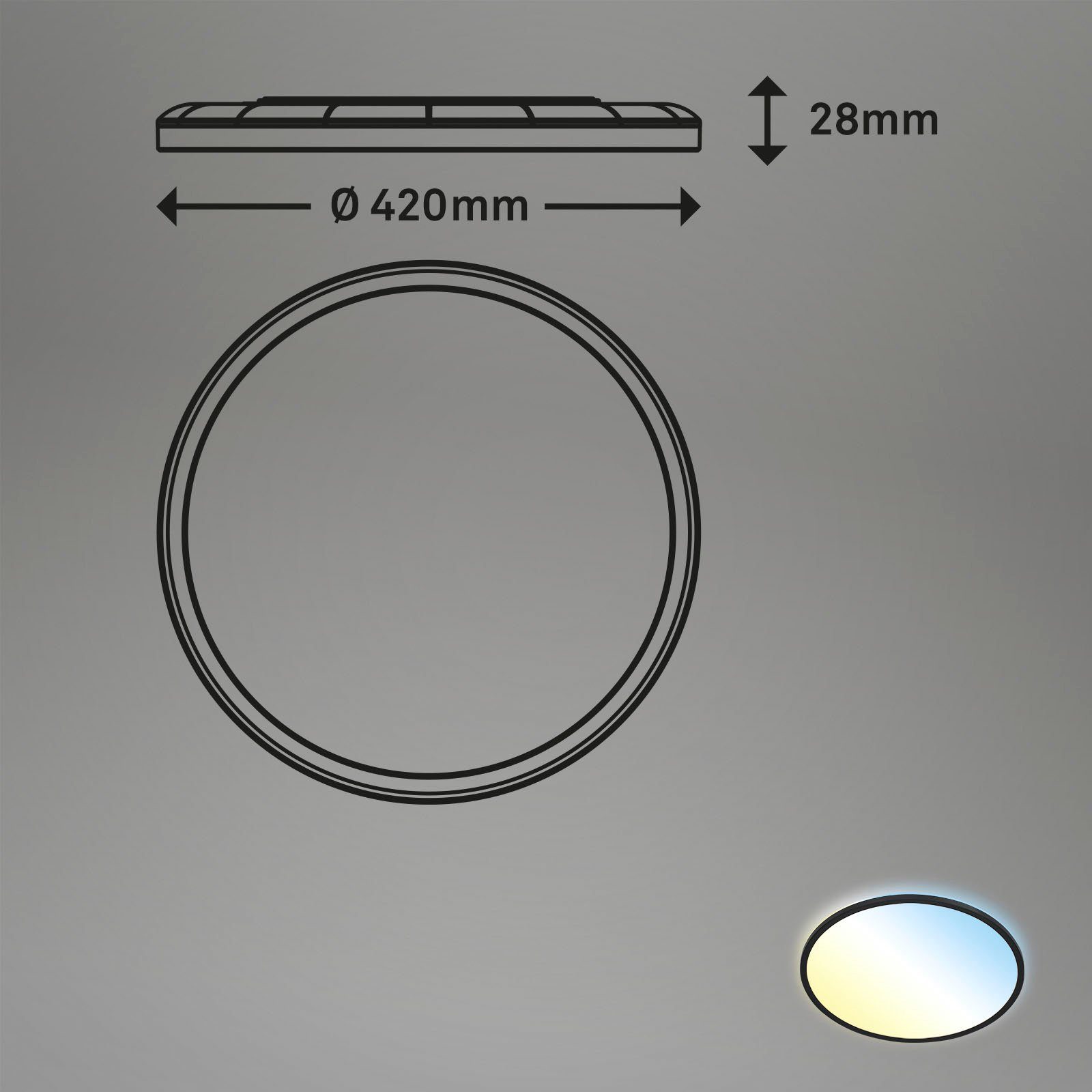 Briloner Leuchten Led-paneel 7080015 SLIM Plafondlamp, 42x2,9 cm, zwart, 22W, woonkamer, slaapkamer, keuken