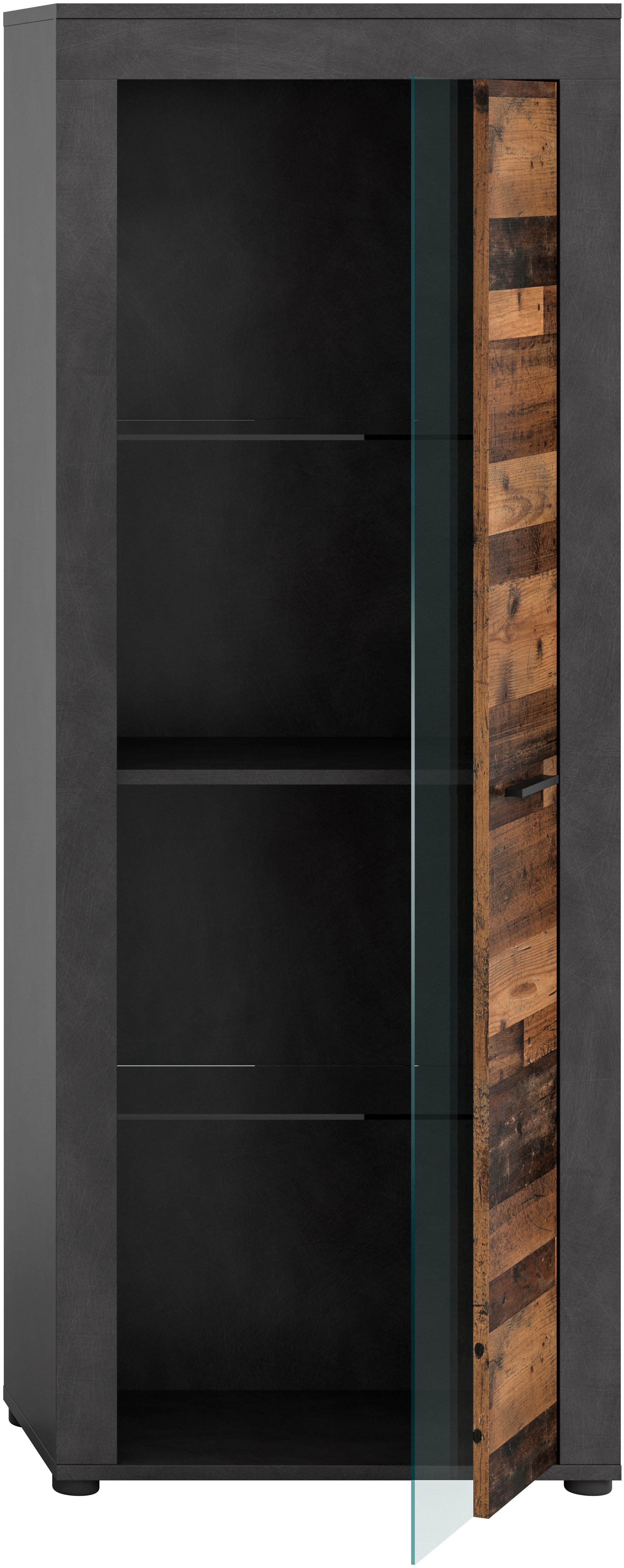 INOSIGN Vitrinekast Aosta, hoogte 159 cm, in verschillende kleuruitvoeringen 1 deur, 3 legplanken, 4 vakken, woonkamer, staande vitrine, glazen vitrine