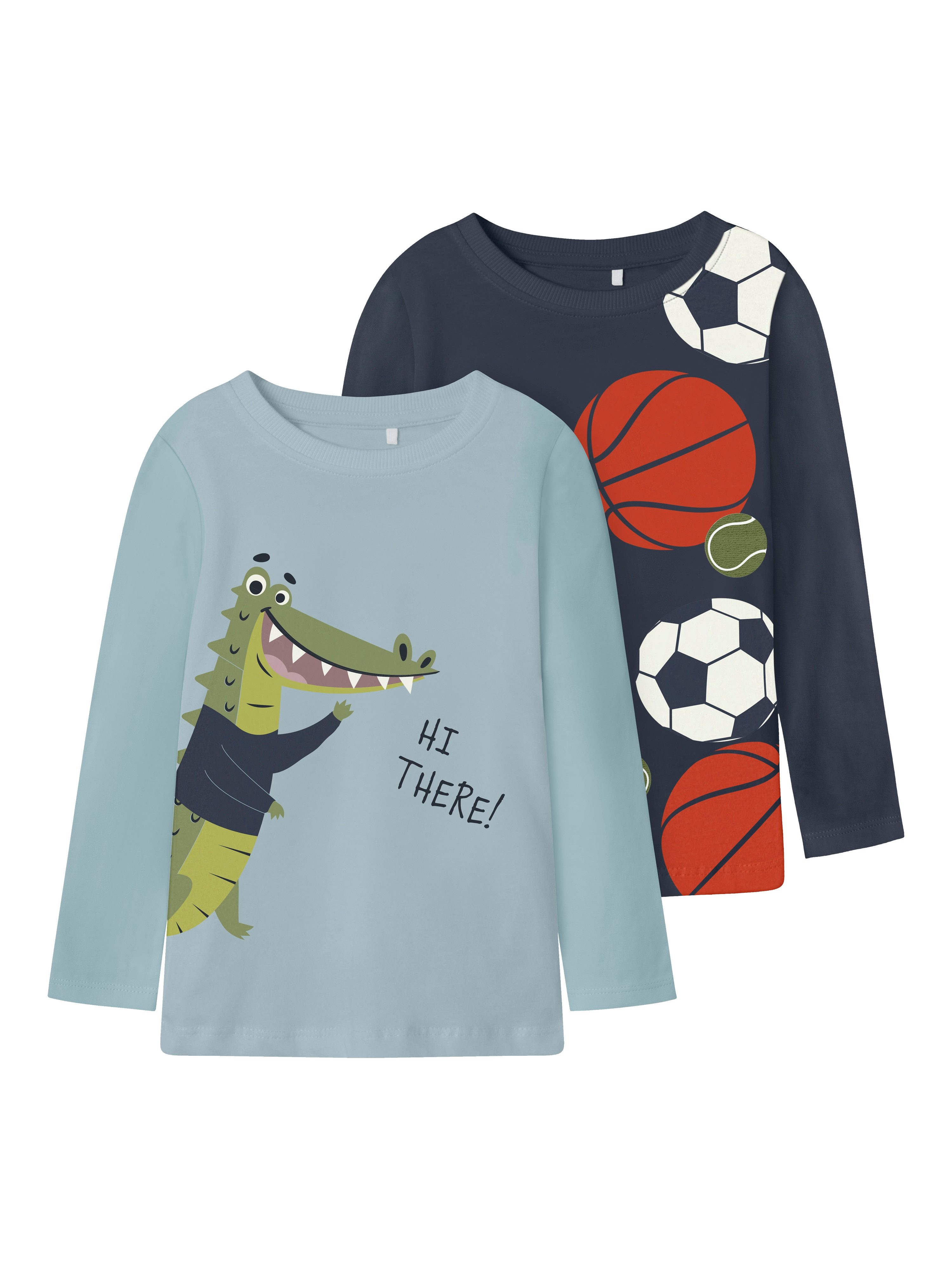 Name It T-shirt NMMKINGSTON 2P LS NREG TOP PB (set, 2-delig)