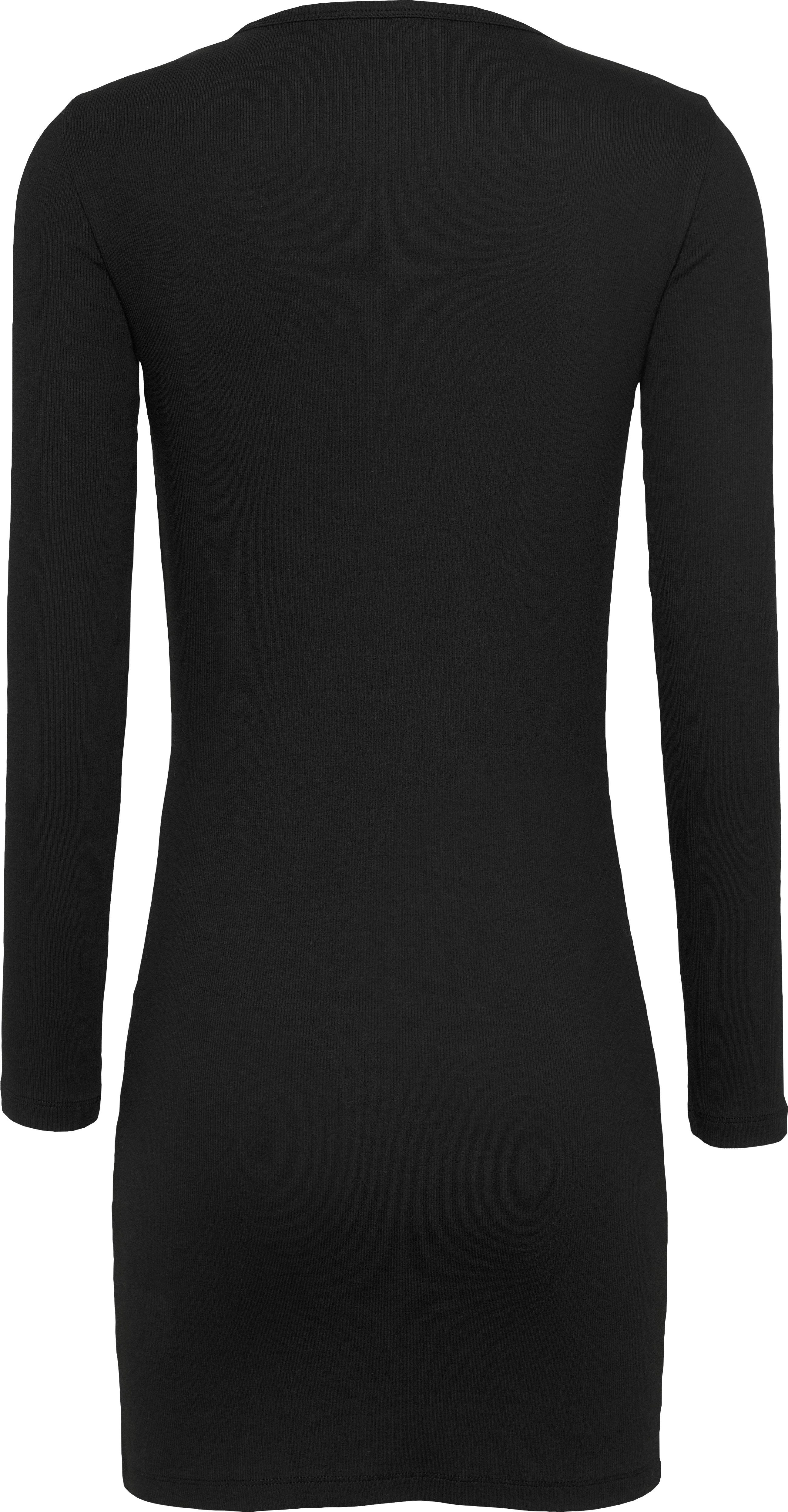 TOMMY JEANS Jerseyjurk TJW BADGE RIB BODYCON DRESS EXT met geribbelde structuur, logo-badge