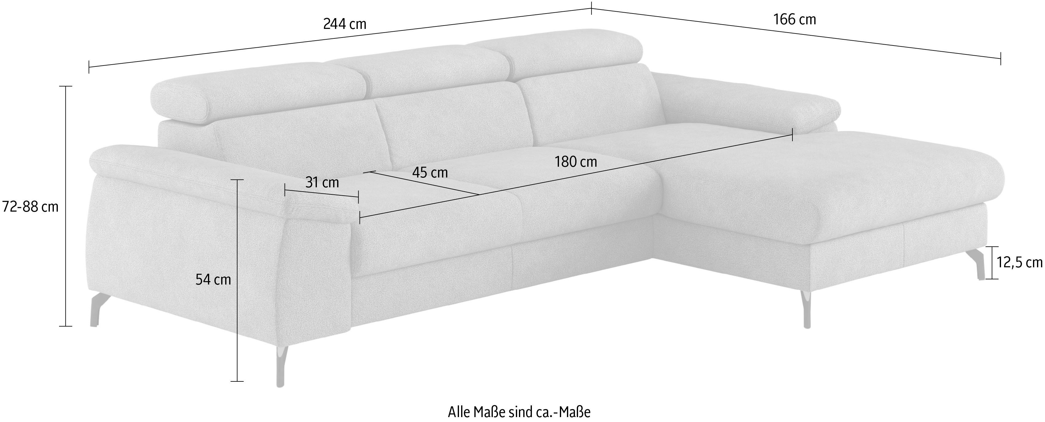 COTTA Hoekbank Kitty L-vorm inclusief hoofdeinde-verstelling, optioneel met bedfunctie en bedlade