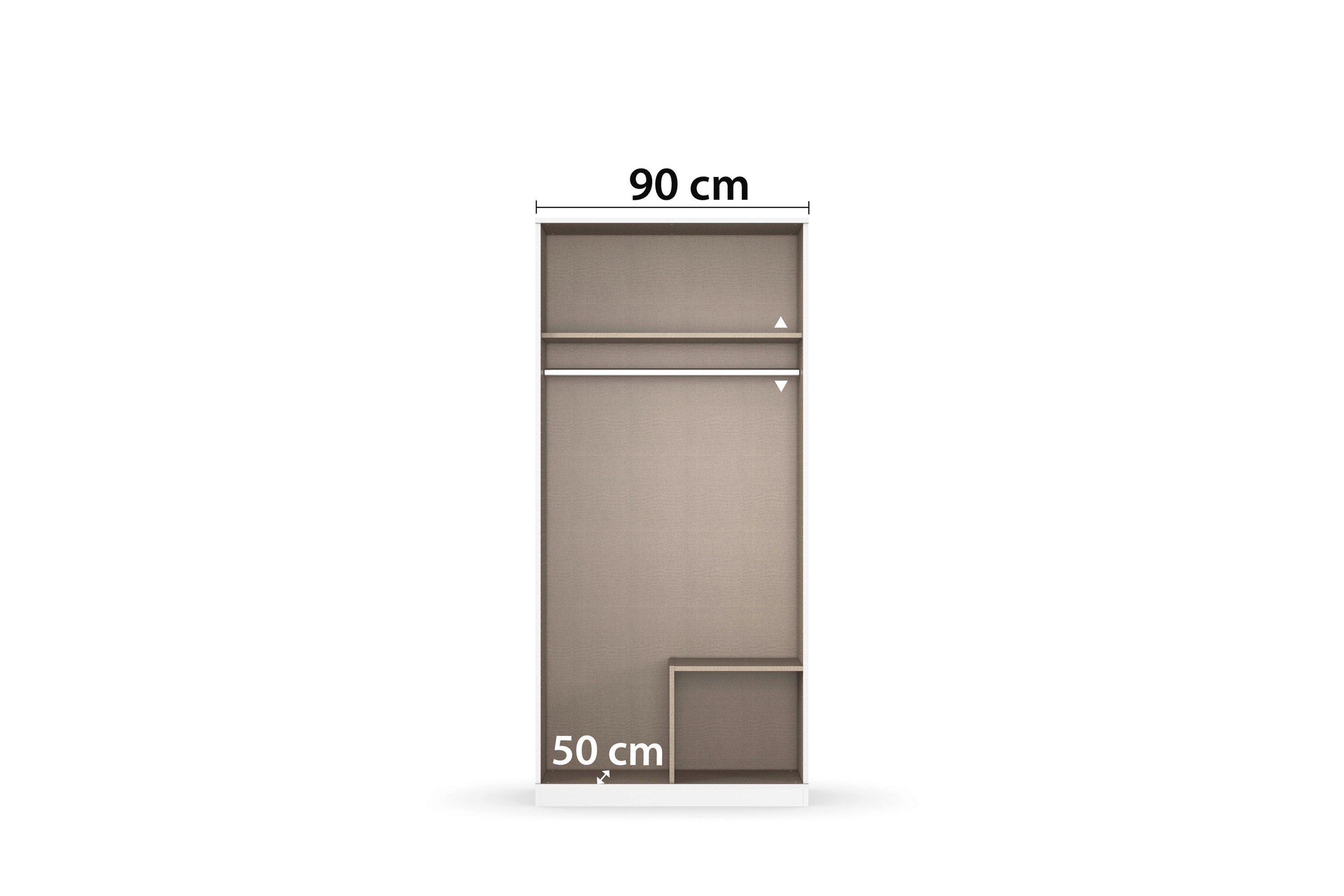 rauch Draaideurkast Kledingkast Kast Garderobe Wasmand COSTA Breedte 91 cm greeploze front met push-to-open functie MADE IN GERMANY