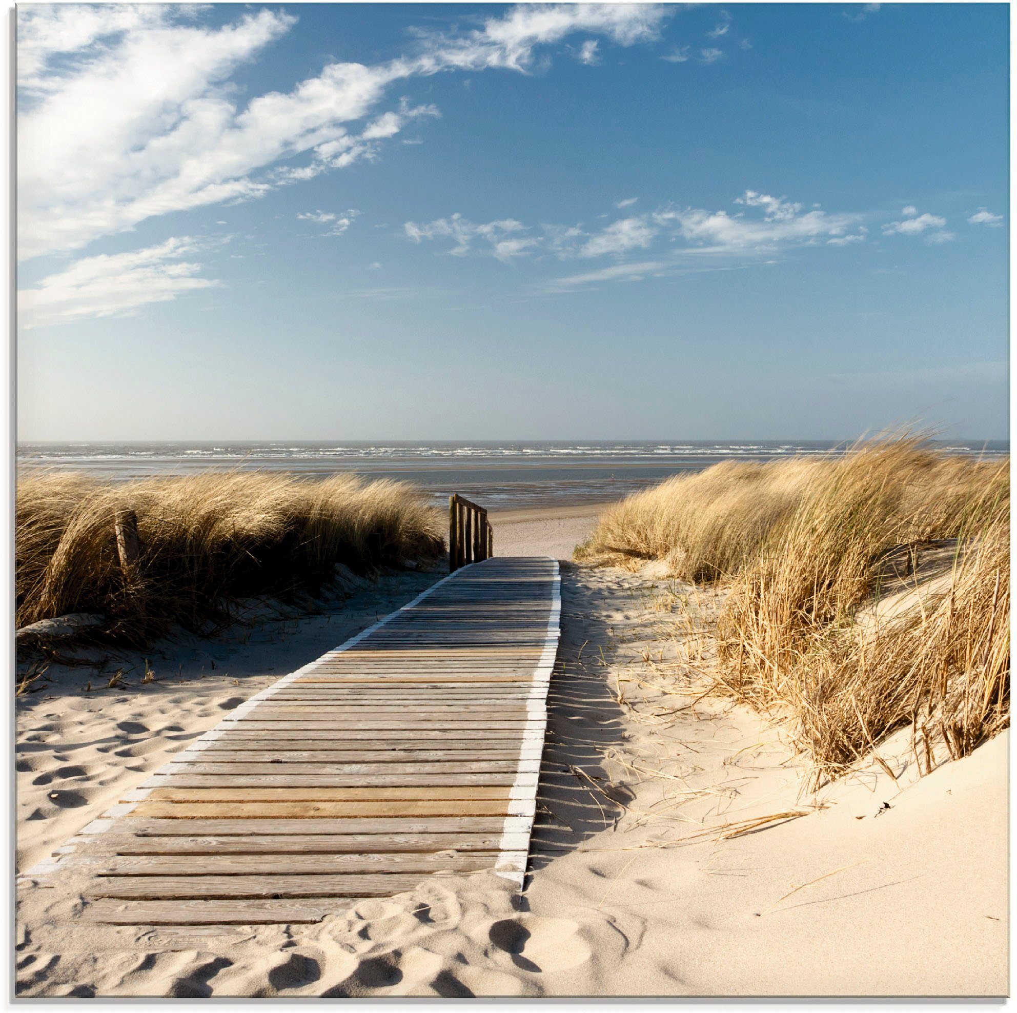 Artland print op glas Nordseestrand auf Langeoog Steg