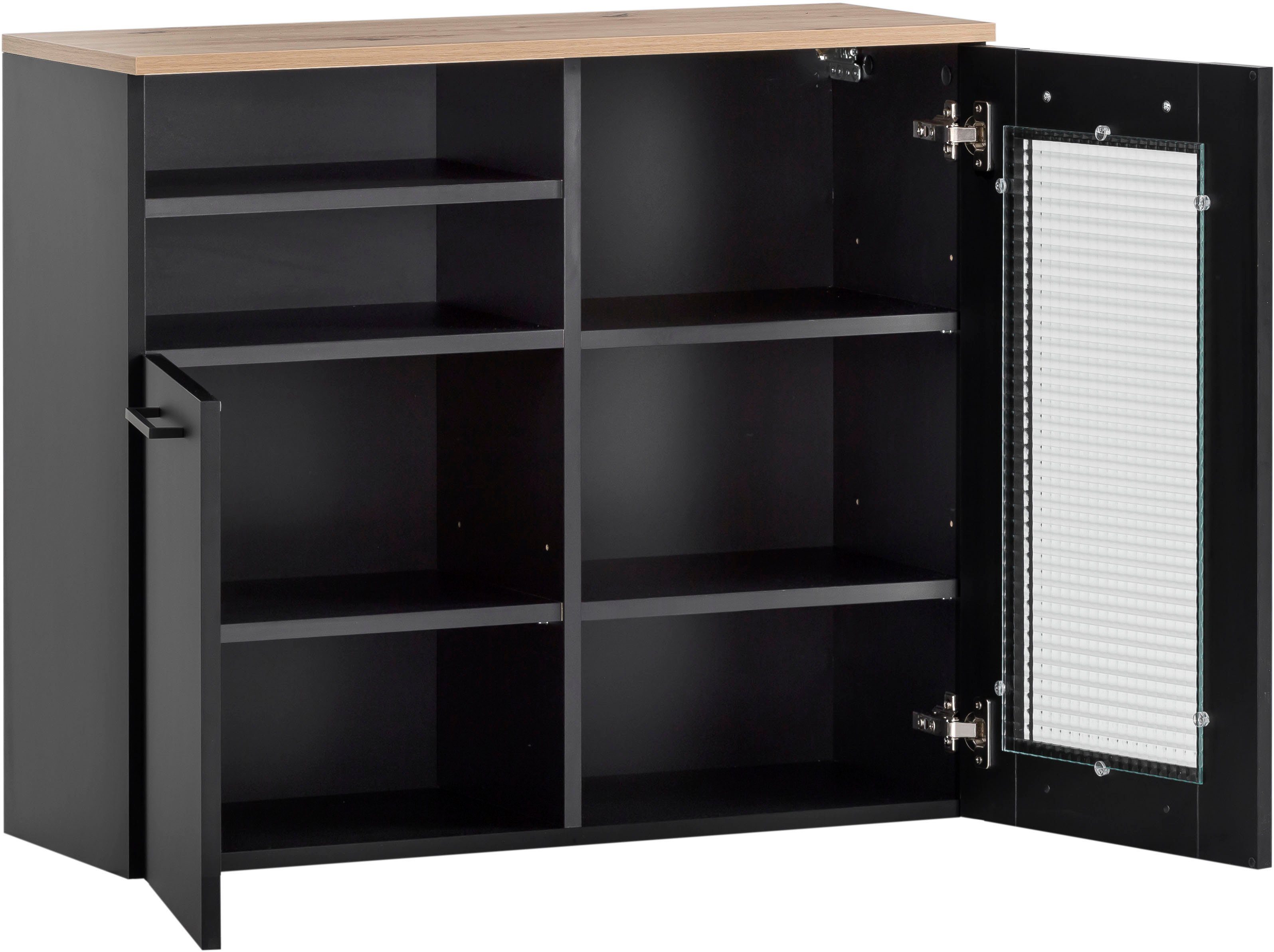 Schildmeyer Onderkast Malte breedte 80,0 cm met voelbare houtstructuur, rechterdeur met glasinzet