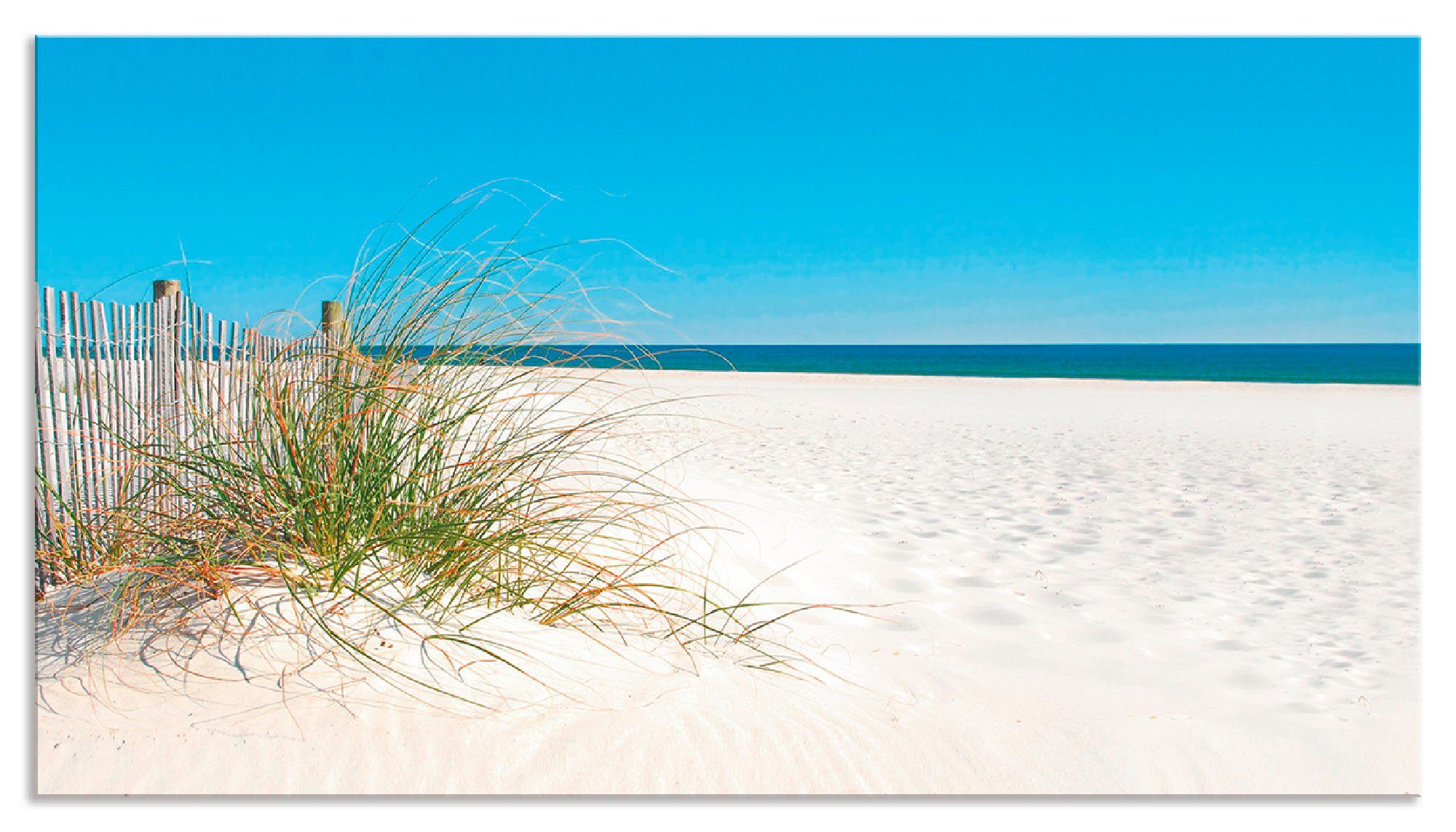 Artland Keukenwand Mooie duinen met grassen en hek Aluminium spatscherm met plakband, gemakkelijke montage keukenwanden maat 100 cm x 55 cm beige