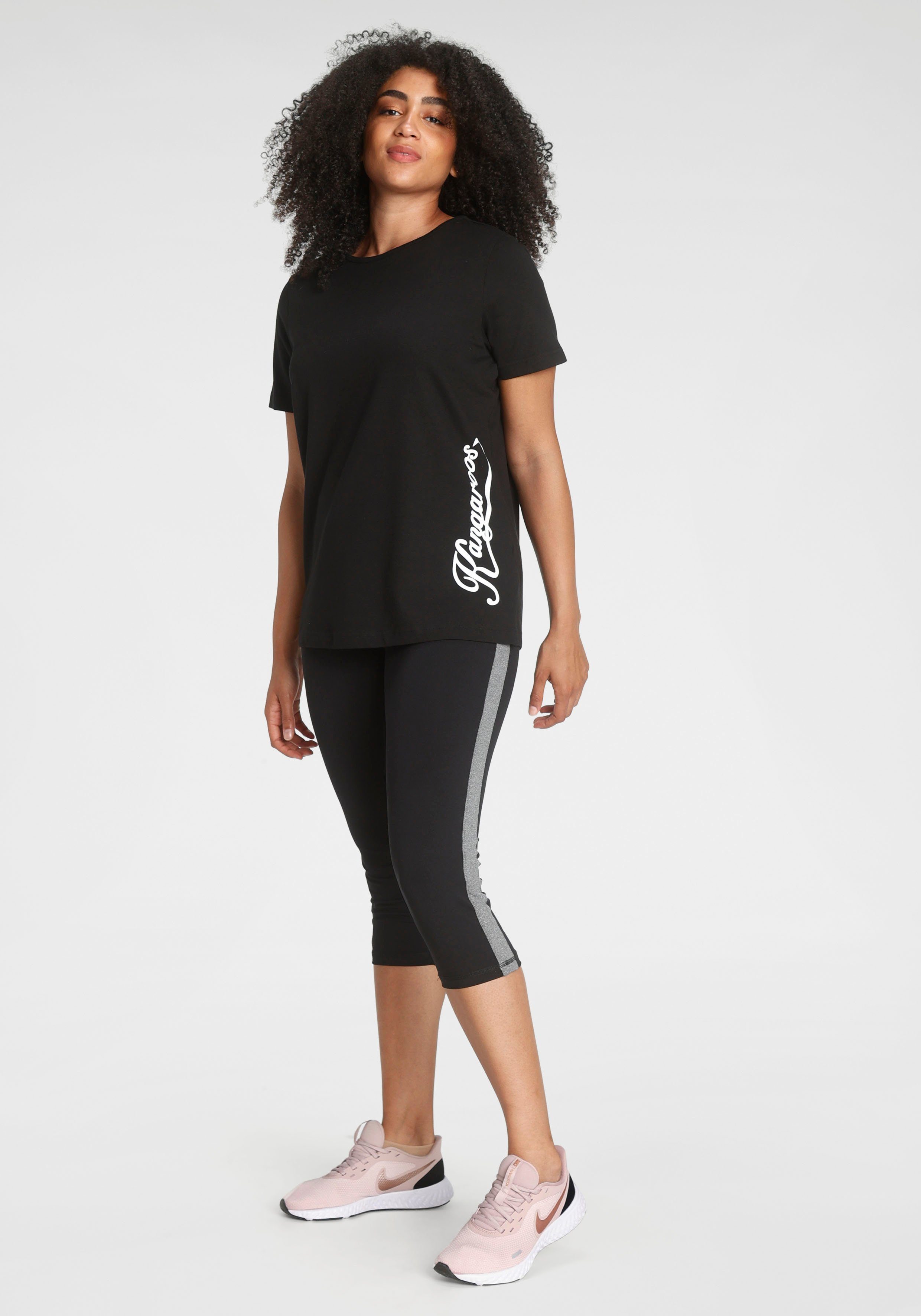 KangaROOS T-shirt Korte mouwen, figuurvolgend, effen, ronde hals, casual