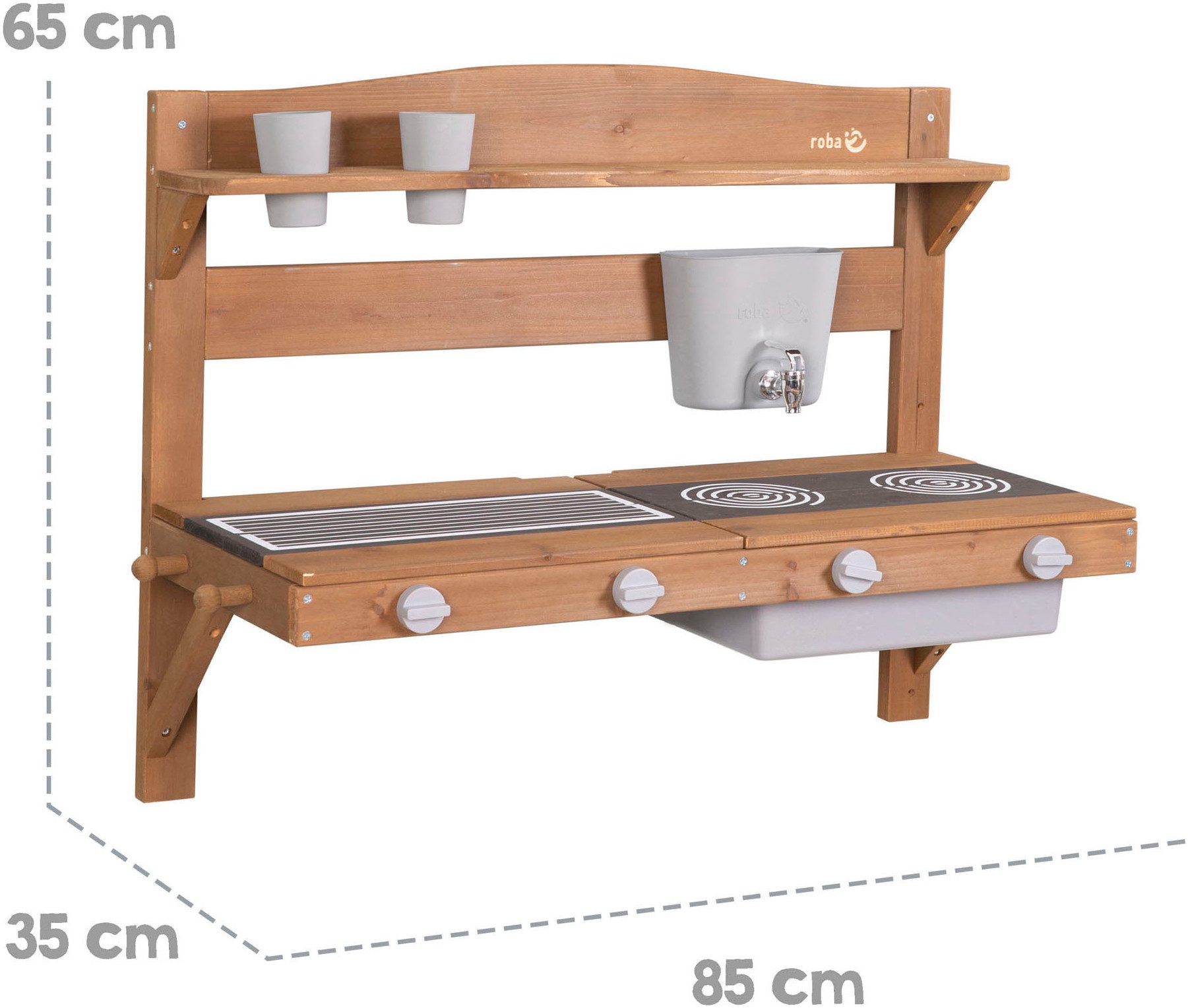 Roba® Outdoor-speelkeukentje Modderkeuken om op te hangen, teakkleur gelazuurd, van hout