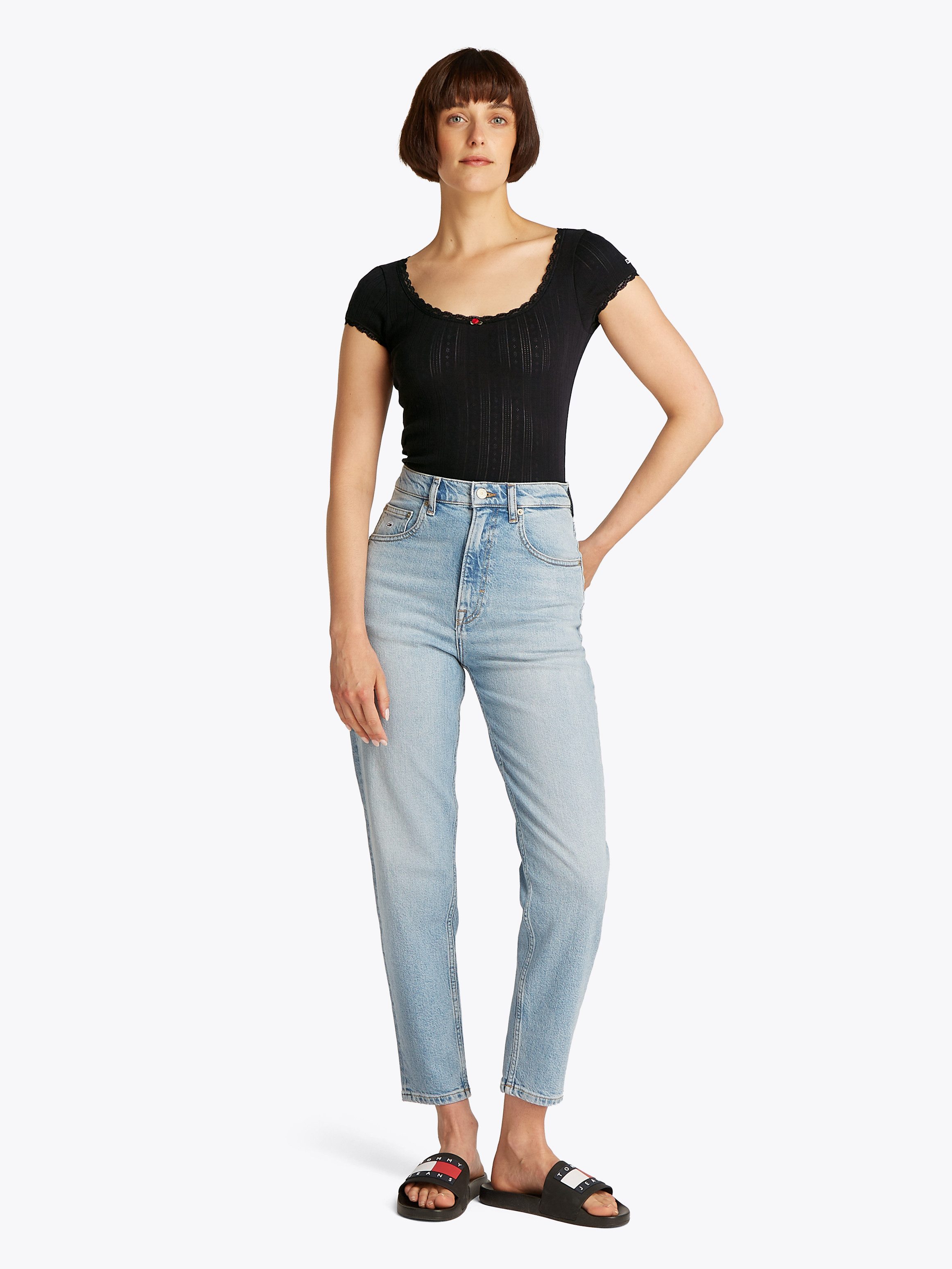 TOMMY JEANS T-shirt TJW SLIM SH POINTELLE SS TEE EXT