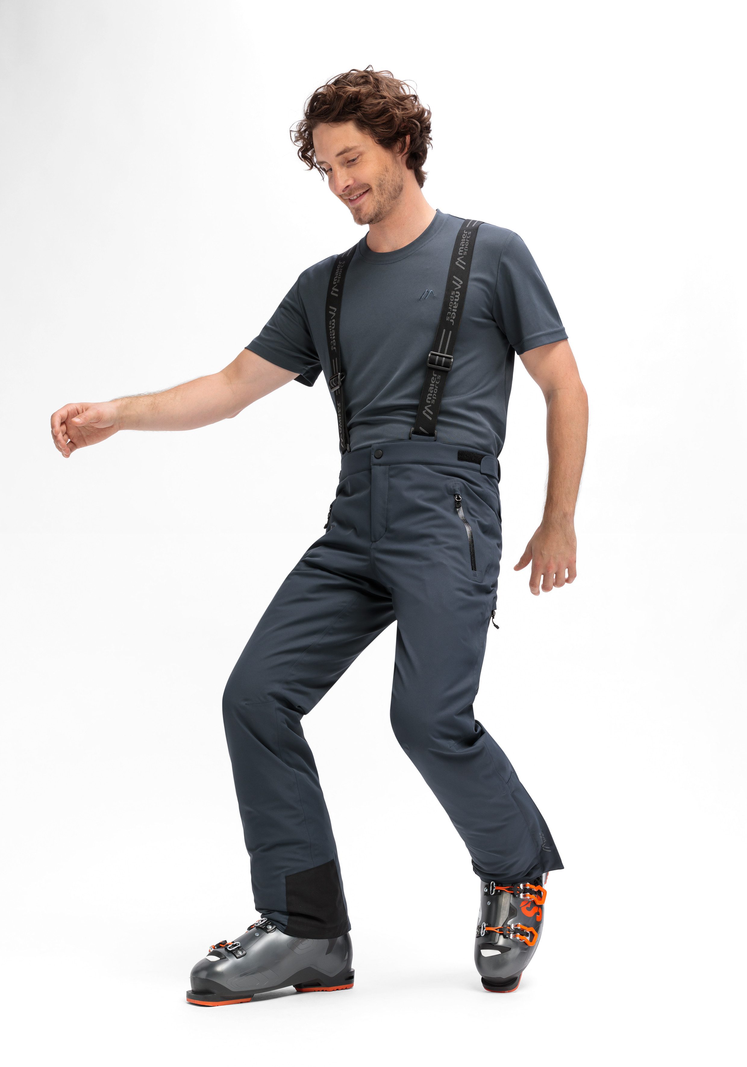 Maier Sports Skibroek Anton Vent slim Heren sneeuwbroek met bretels, wind/waterdicht, slim fit