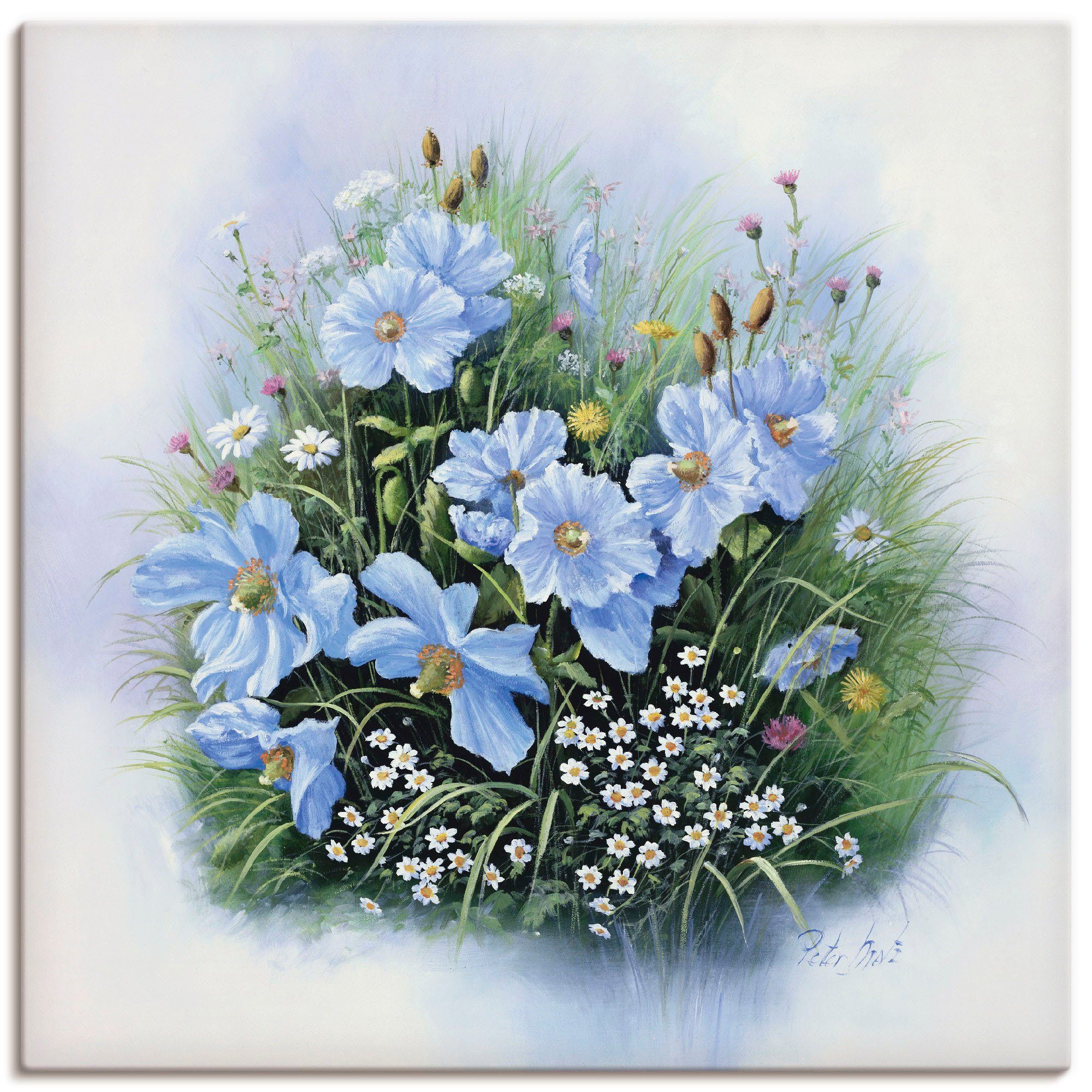 Artland Artprint Blauwe bloemen in vele afmetingen & productsoorten -artprint op linnen, poster, muursticker / wandfolie ook geschikt voor de badkamer (1 stuk)