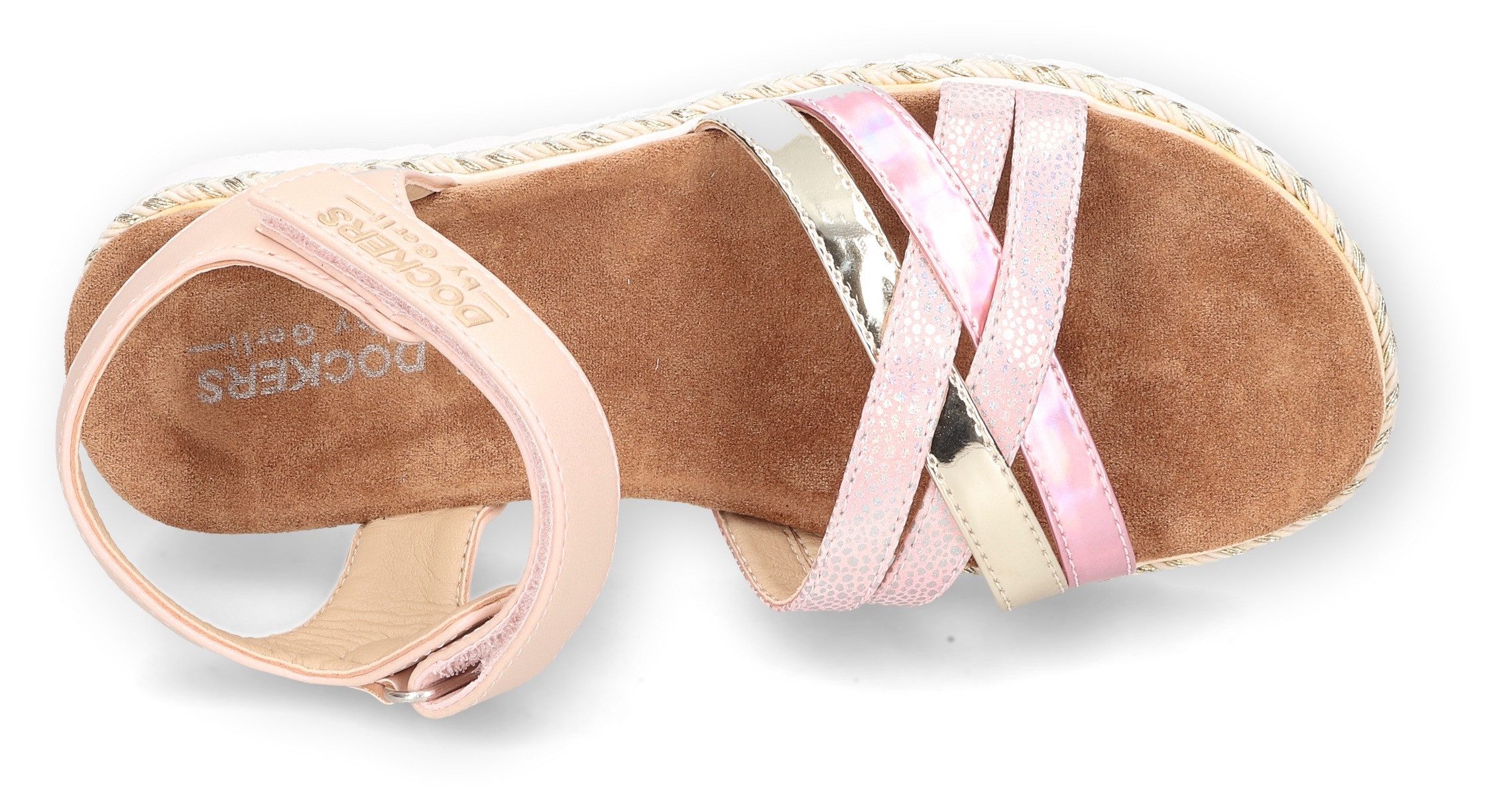 Dockers by Gerli Sandalen , sleehaksandaal, klittenbandschoen, glittersandaal met vlecht-details
