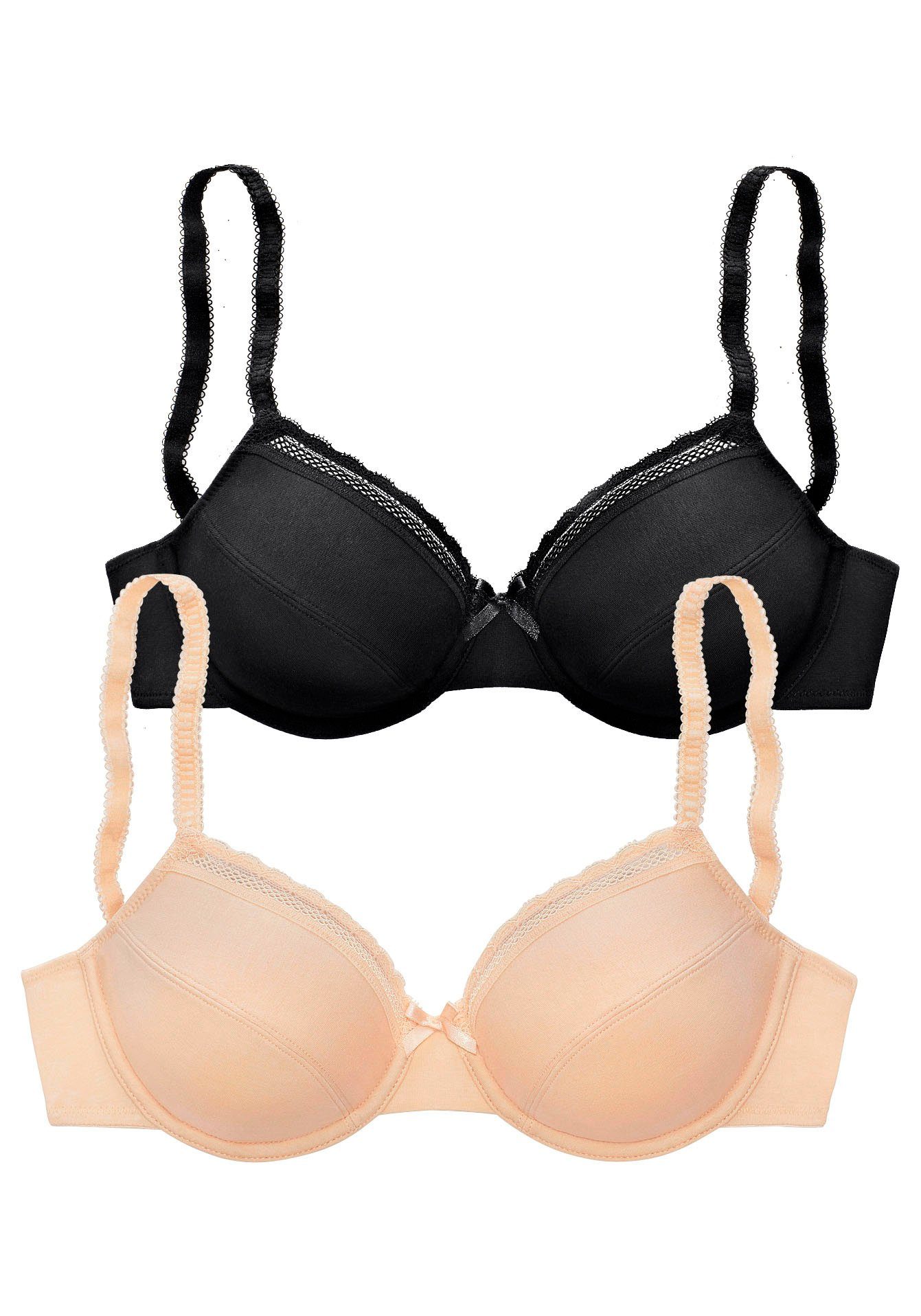 Nuance Beugel-bh van zacht katoen, basic dessous (Set van 2)