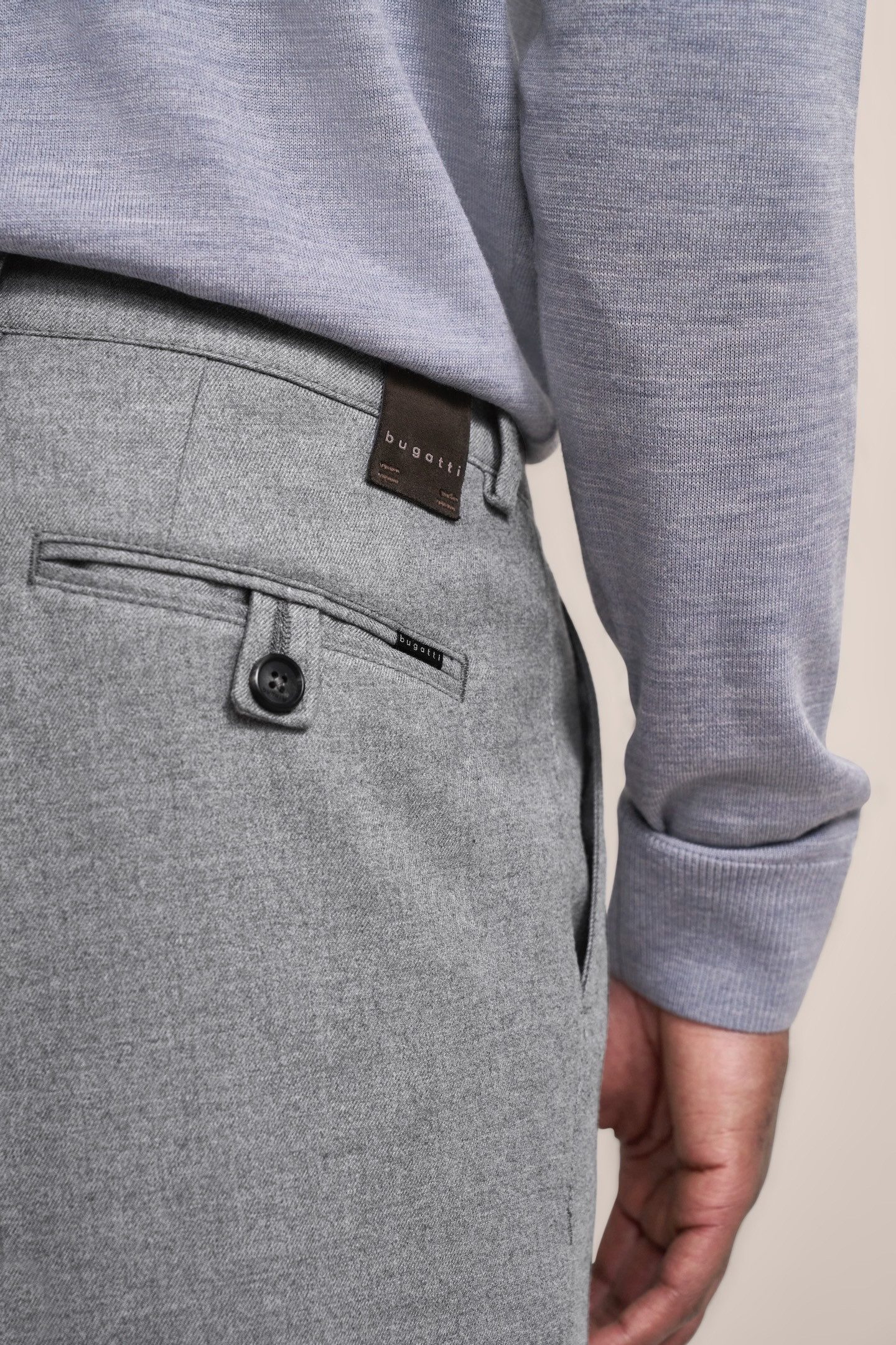 Bugatti Bandplooibroek met modern flanel soft-touch