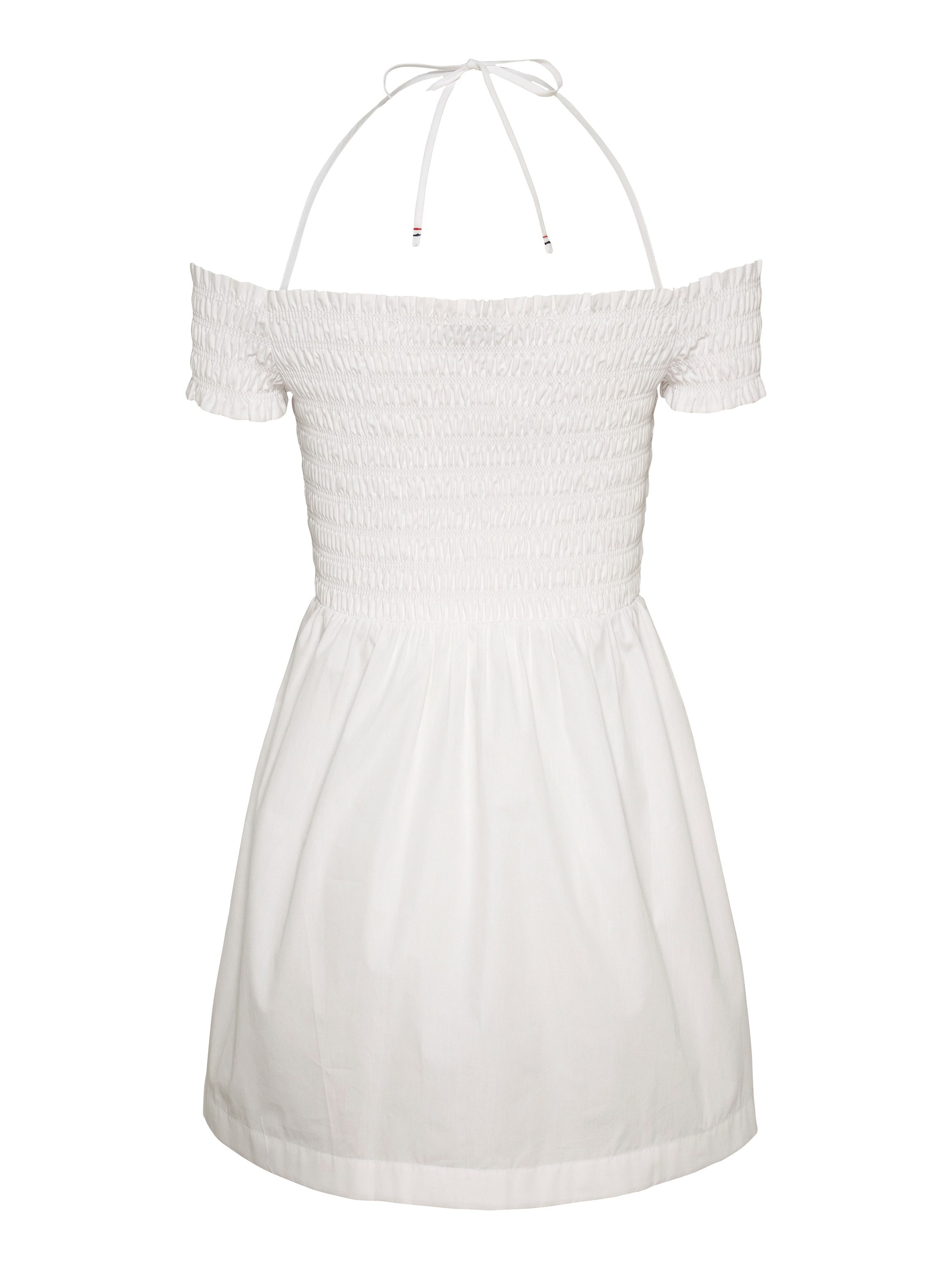 TOMMY JEANS Gesmokte jurk TJW RUCHE F&F POPLIN DRESS EXT