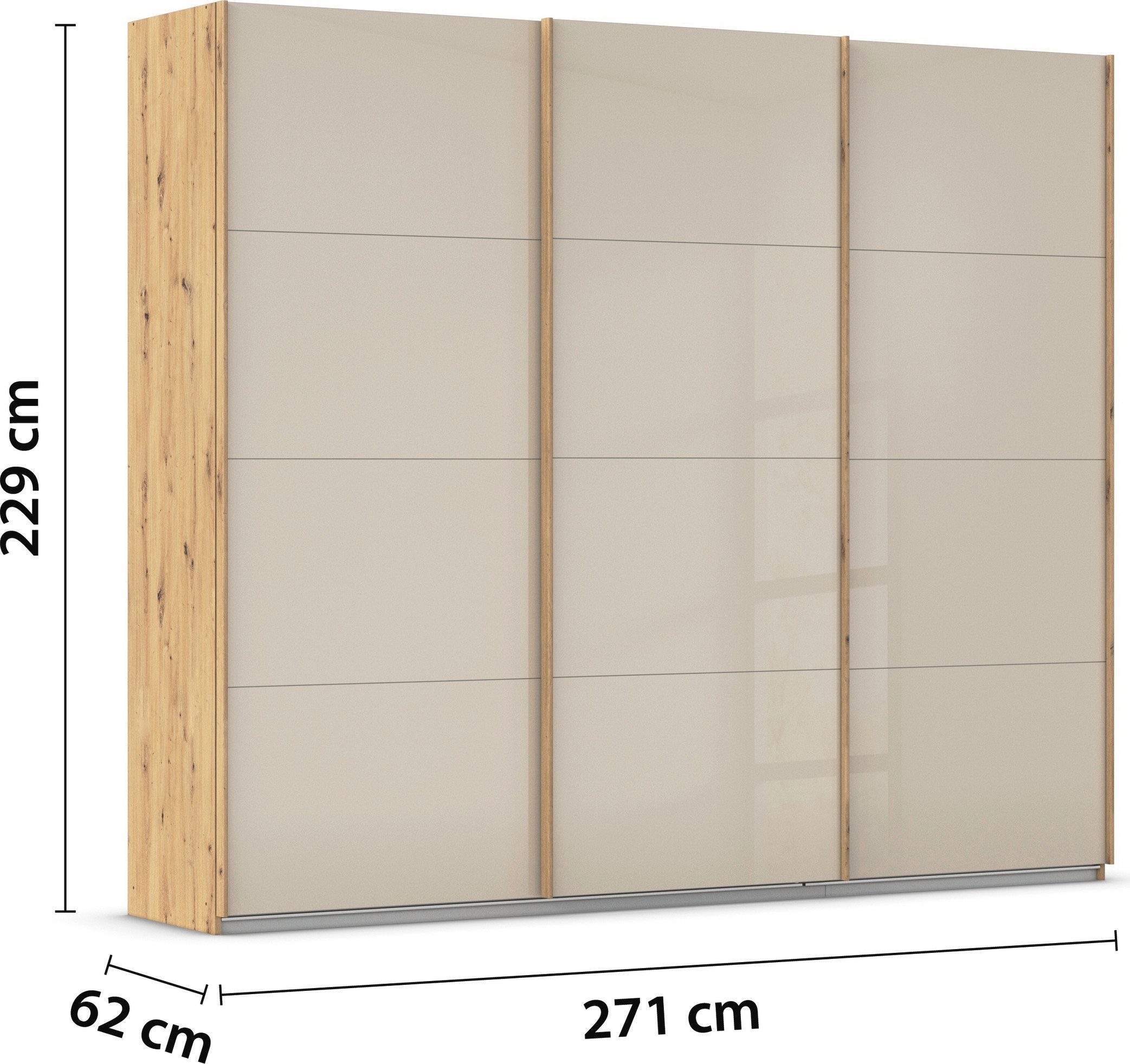 rauch Schuifdeurkast Kledingkast Kast Garderobe AGORDO met Glasfront doordachte binnenuitrusting, in 4 breedtes en 2 hoogtes made in germany