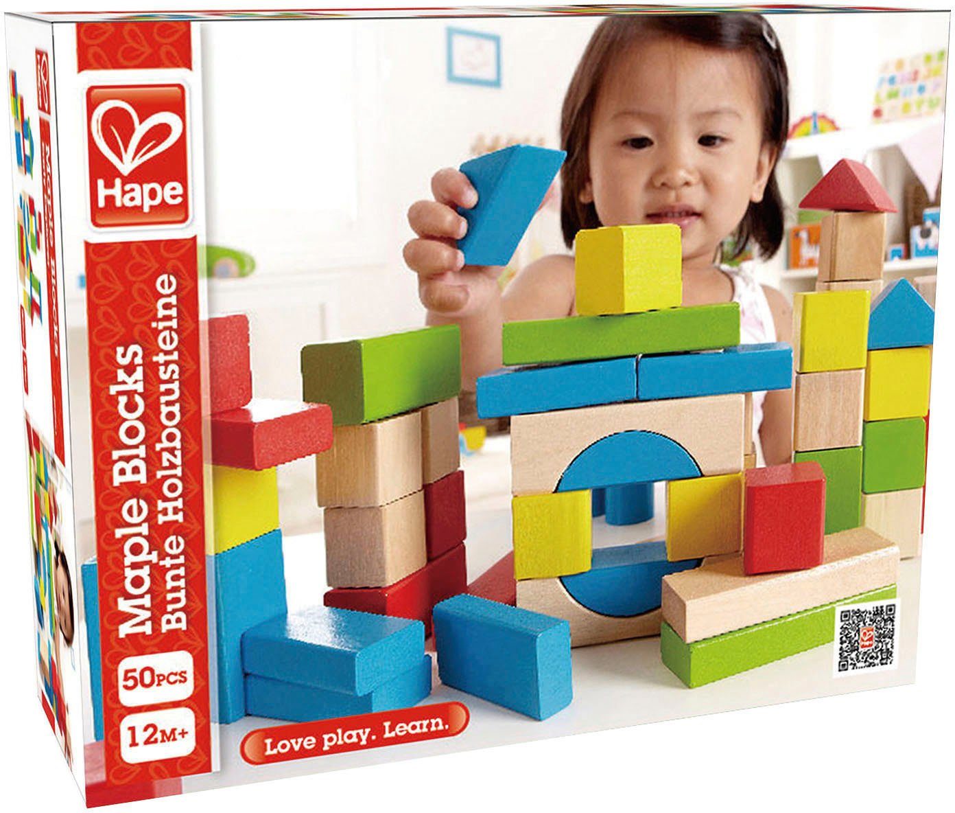 Hape Bouwblokken Veelkleurige houten bouwstenen FSC®- beschermt bos - wereldwijd (set, 50 stuks)