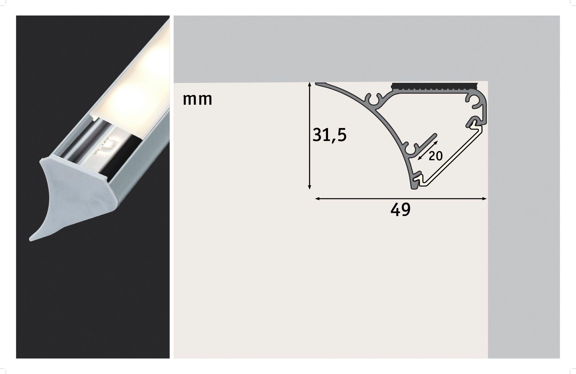 Paulmann Led-strepen Corner profiel 100 cm grijs, kunststof grijs, kunststof (1 stuk)